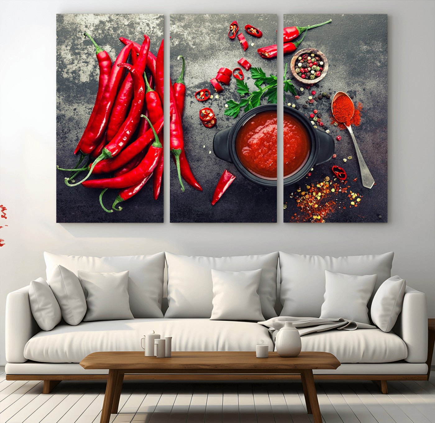 10860-MGV-CV-36X24-Red Chili Peppers Wall Art Kitchen Artwork Canvas Print