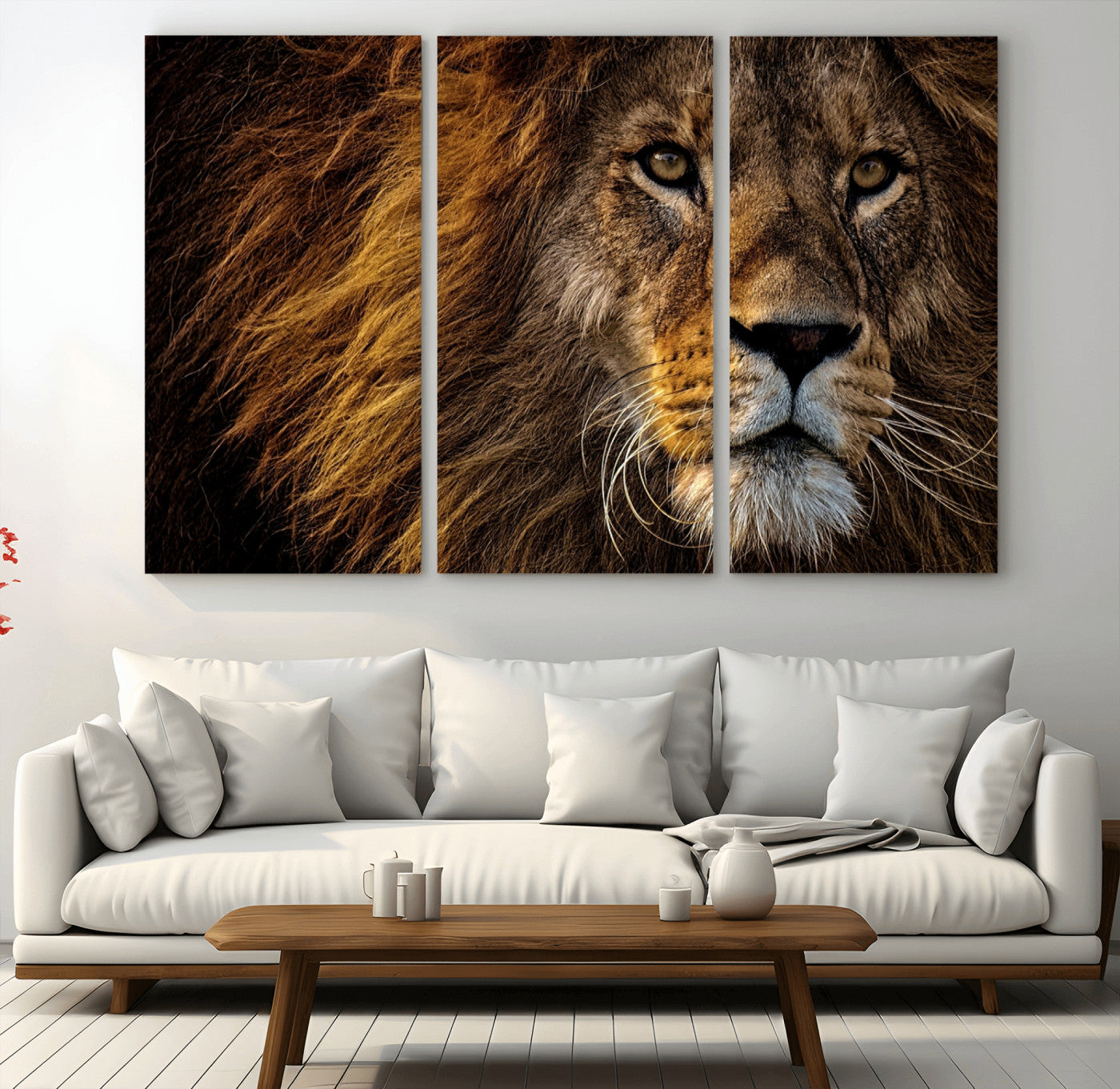 98665-MGV-CV-36X24-Mighty Lion Wall Art Canvas Print – Majestic Animal Portrait Artwork for Home, Office, Living Room, Guest Room