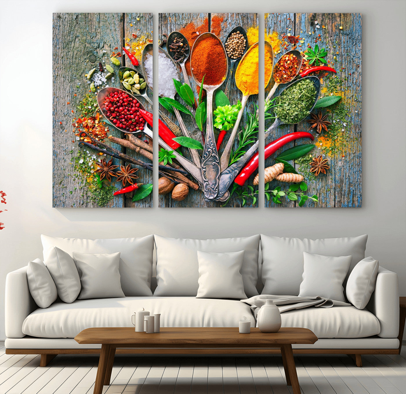 -Kitchen Wall Art Print - Spoonful of Spices Cooking Wall Art Canvas Print - Vibrant Kitchen Decor