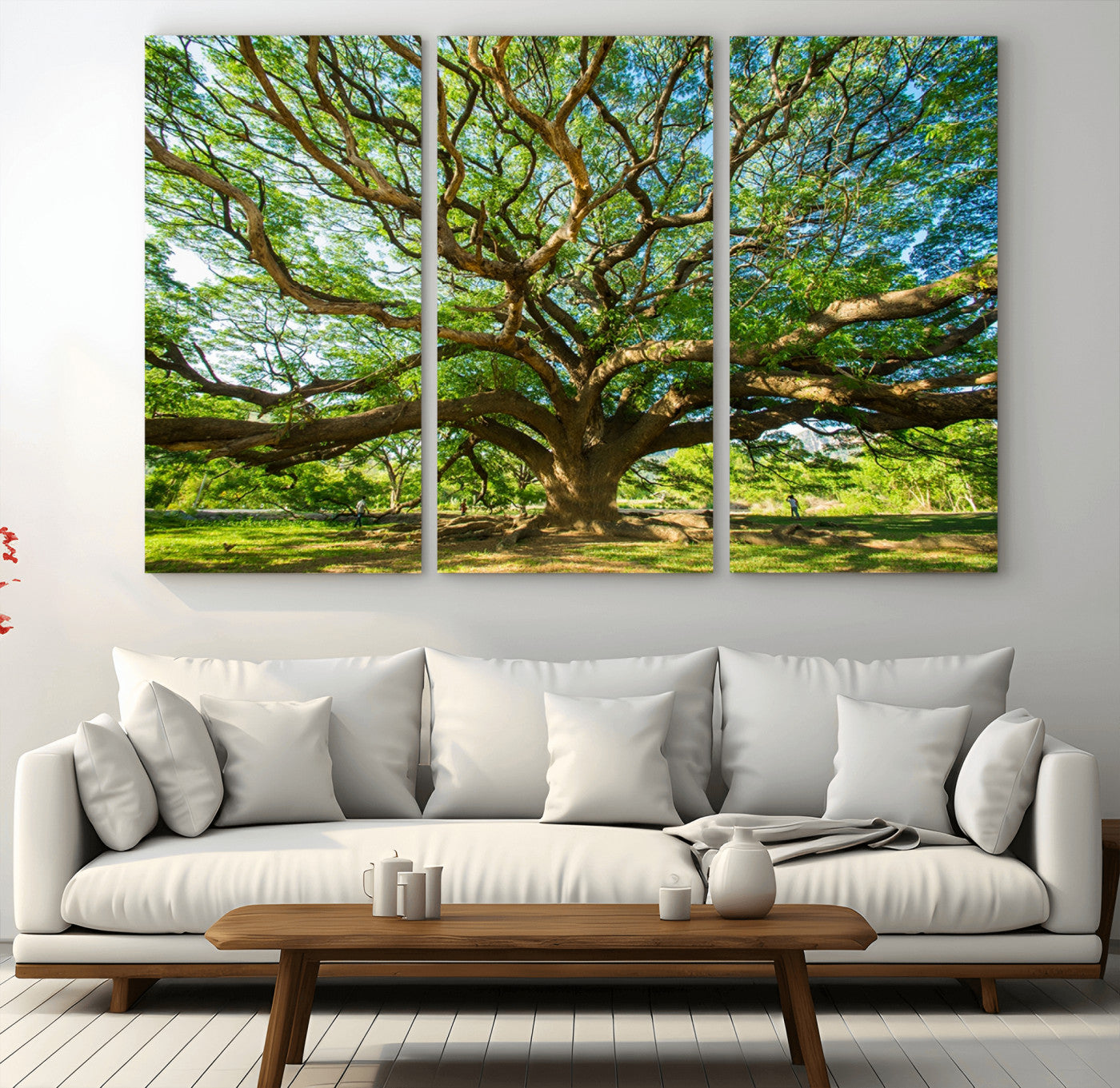 MGV-CV-48X32-3P - Angel Oak Tree Wall Art | Oak Canvas Print | Multi Panel Landscape Wall Art | Ready to Hang Wall Art