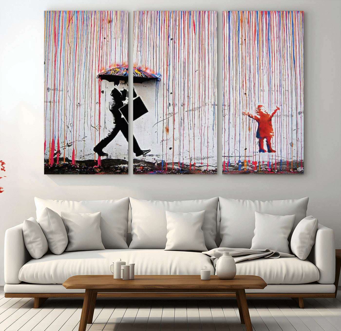 MGV-CV-48X32-3P - Banksy Wall Art Canvas Print, Framed Graffiti Art Picture Print, Banksy Urban Graffiti Perfect Modern Decor Artwork