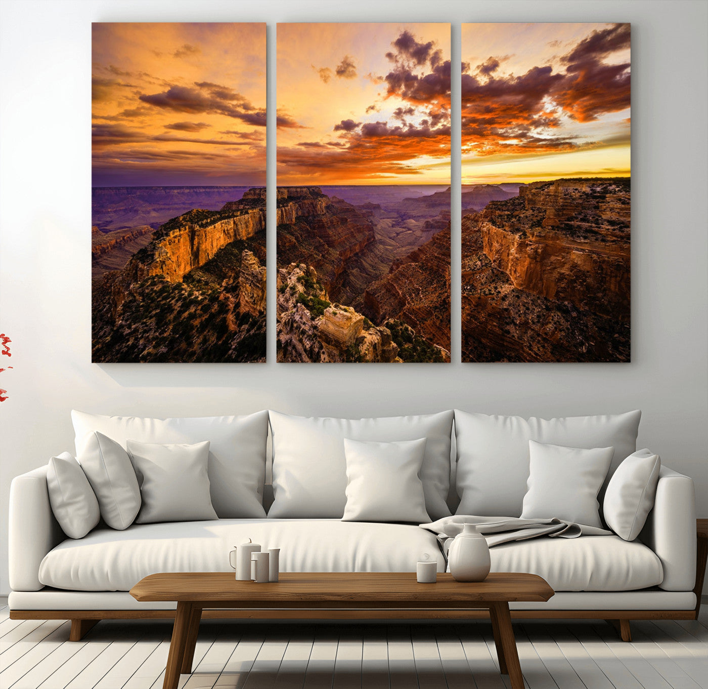 MGV-CV-48X32-3P - Mesmerizing Sunset from Grand Canyon Nal Park Wall Art, Grand Canyon Canvas Print
