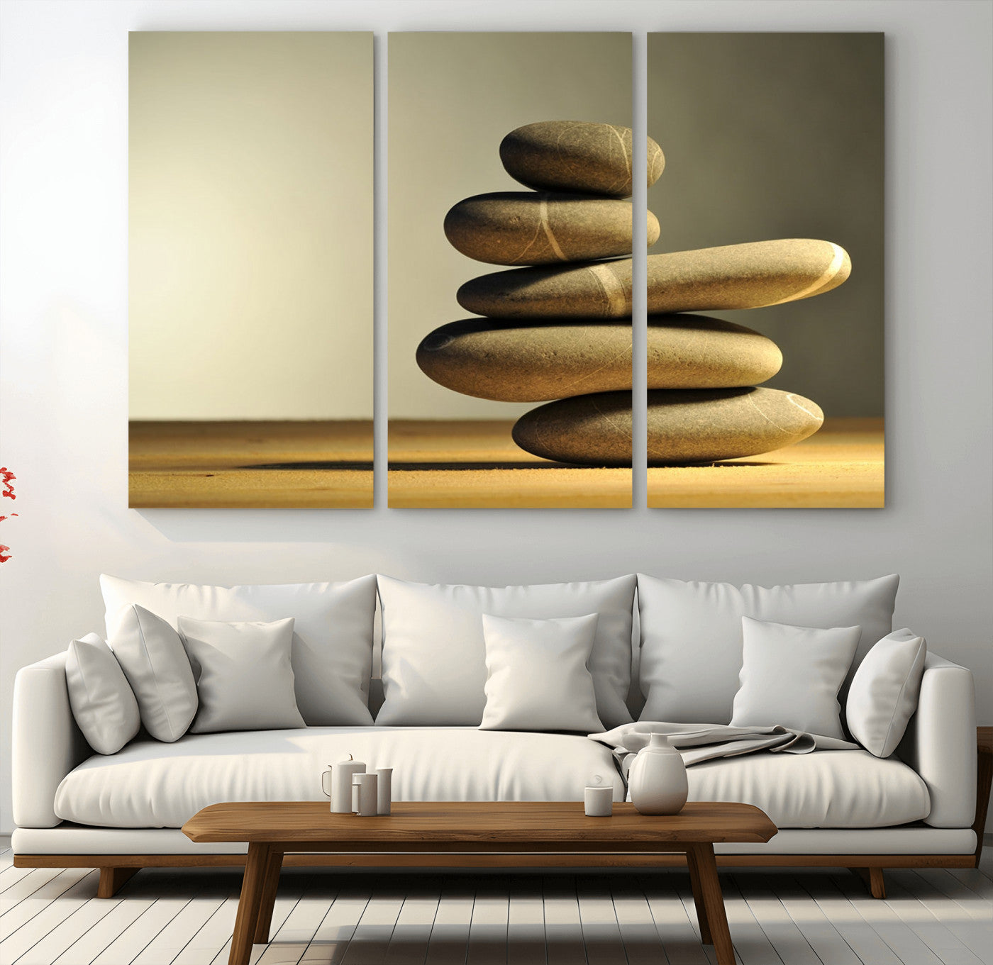 -Fluvial Zen Stones Canvas Wall Art Print