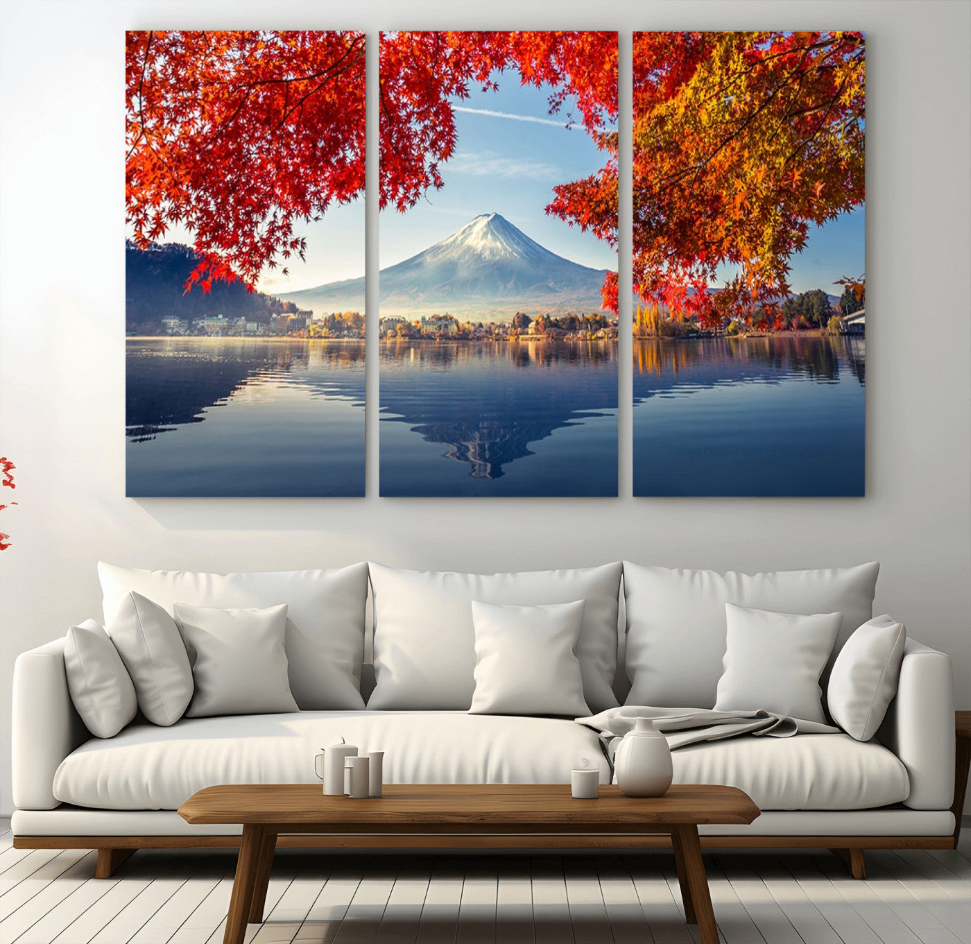 MGV-CV-48X32-3P - Mount Fuji Canvas Wall Art Japan Autumn Mountain Canvas Print Wall Art
