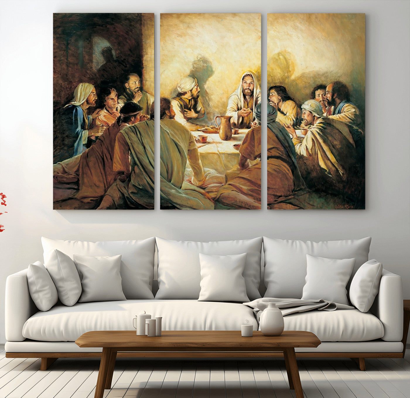 -Last Supper Wall Art Canvas Print, Framed Jesus Painting Art Picture Print, Moderne Bibel Perfect Traditional/Religious Decor Artwork