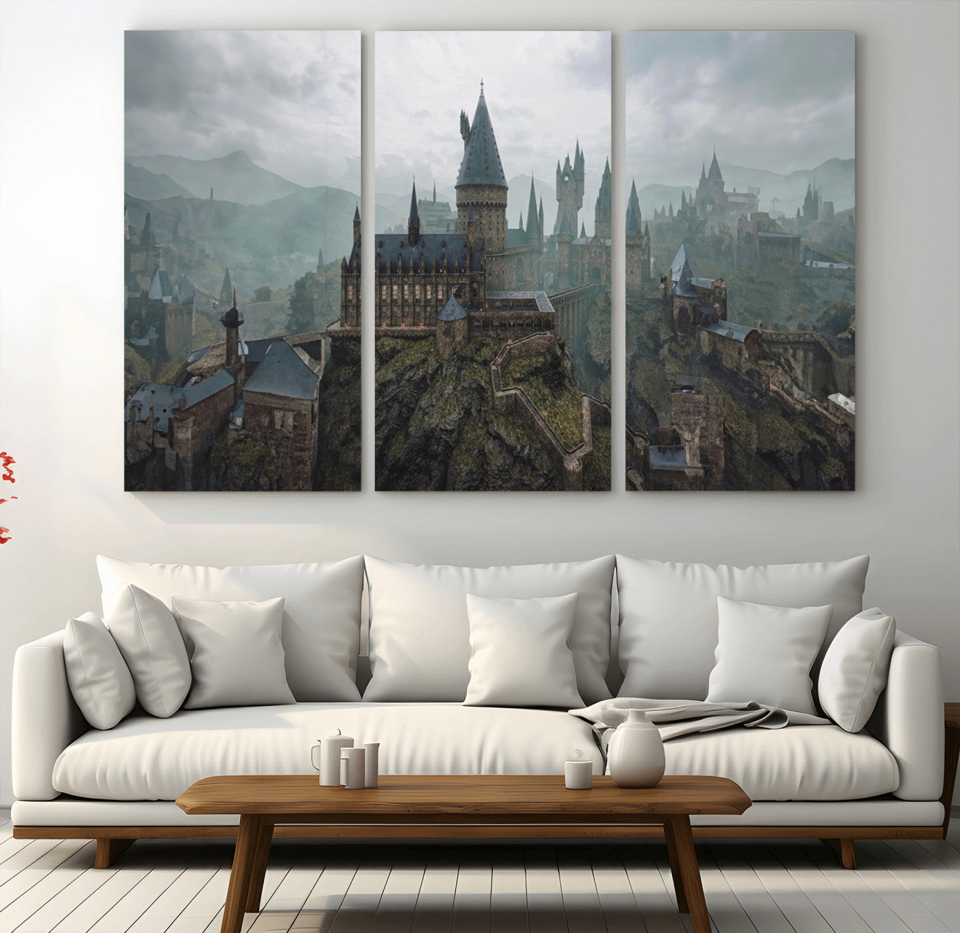 MGV-CV-48X32-3P - Disney Castle Wall Art Canvas Print, Living Kids Home Room Decor Art Print