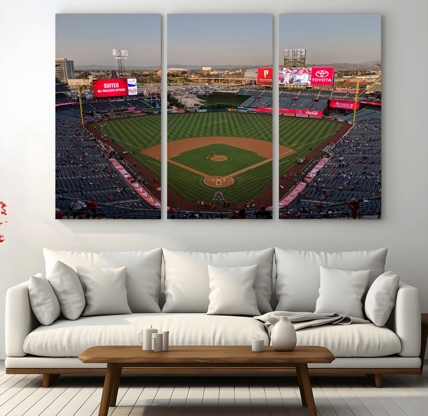 MGV-CV-48X32-3P - Los Angeles Angels Baseball Canvas Print - Anaheim Angel Stadium Wall Art Canvas Print