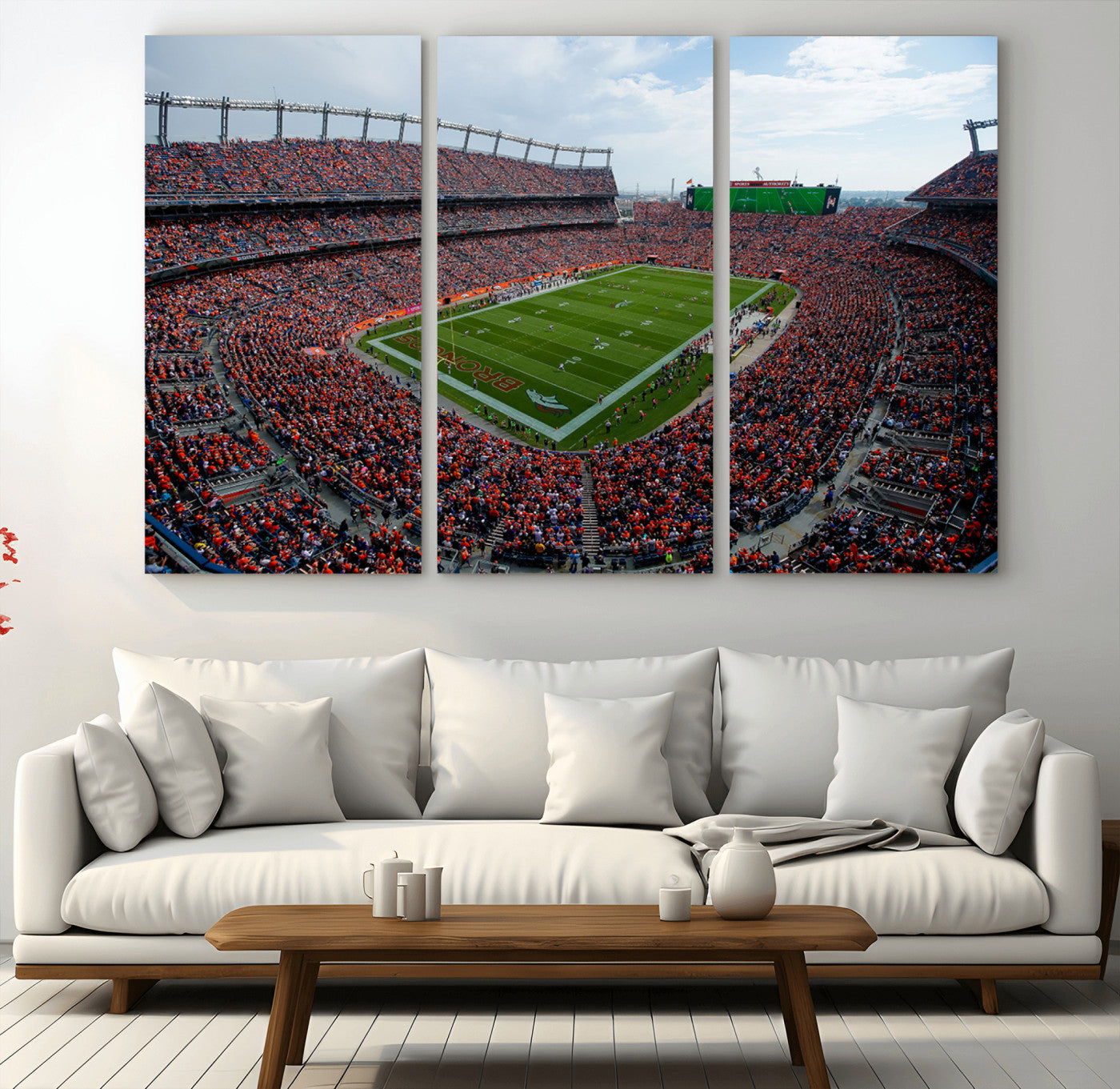 MGV-CV-48X32-3P - Denver Broncos Football Team Print - Empower Field Mile High Stadium Wall Art Canvas Print