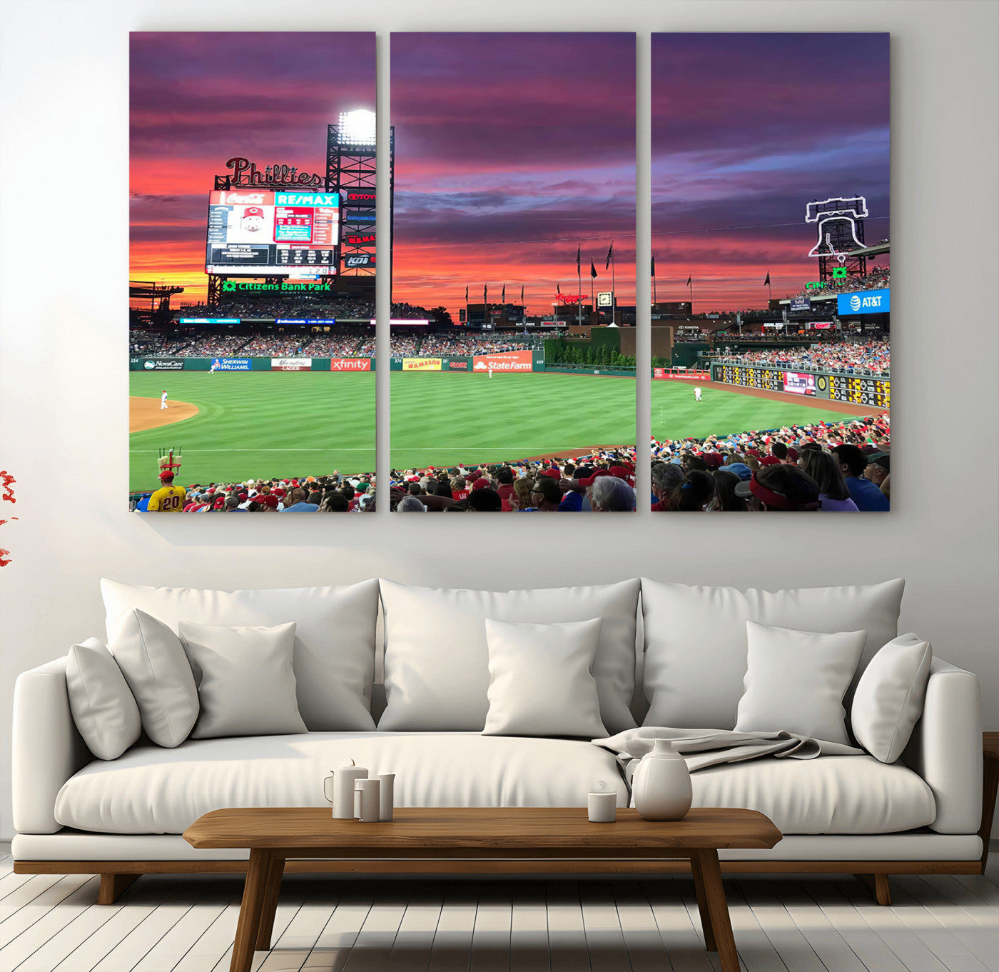 MGV-CV-48X32-3P - Philadelphia Phillies Baseball Team Print - Philadelphia Citizens Bank Park Stadium Wall Art Canvas