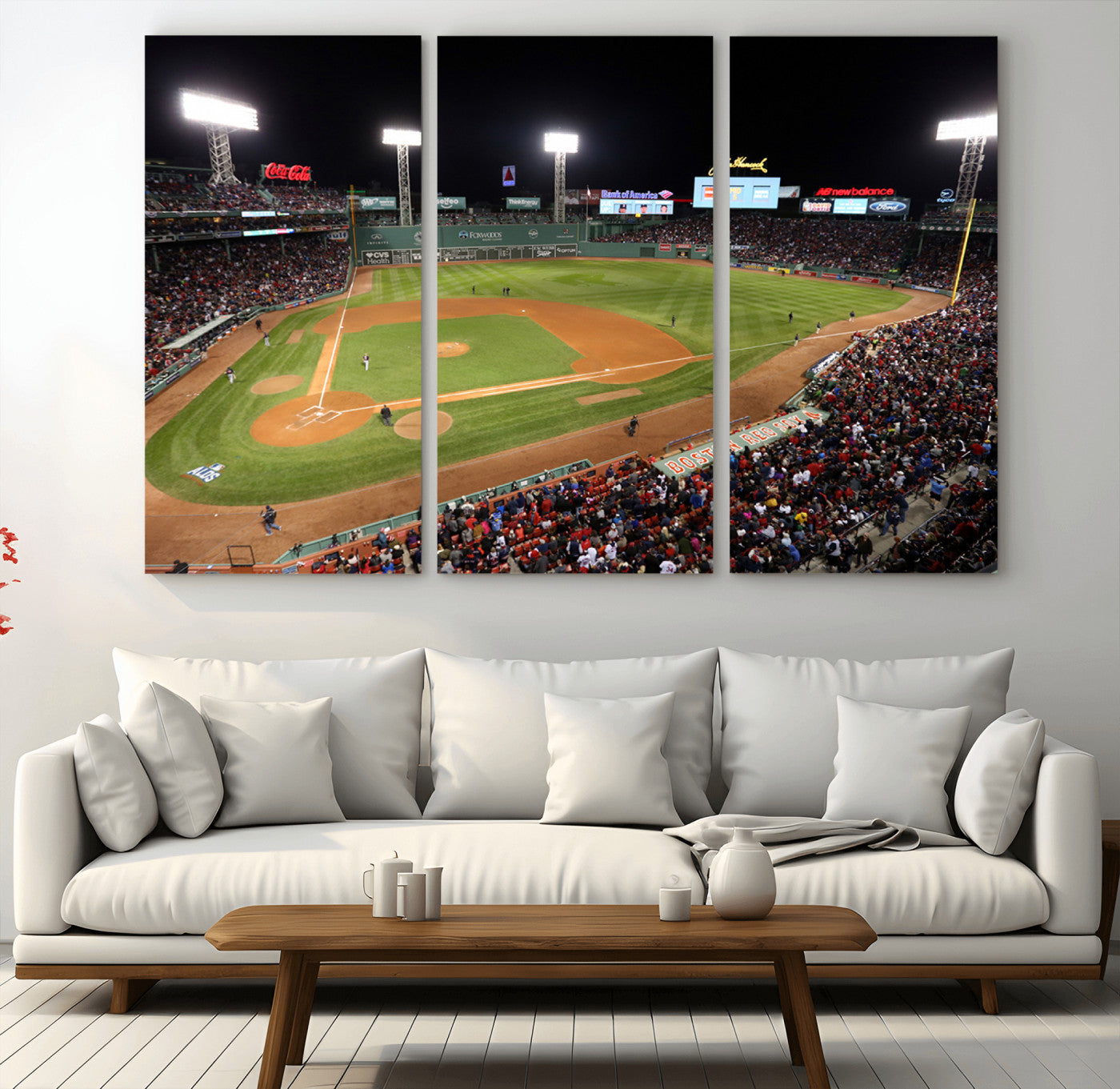 MGV-CV-48X32-3P - Boston Red Sox Baseball Team Print - Massachusetts Fenway Park Stadium Wall Art Canvas Print