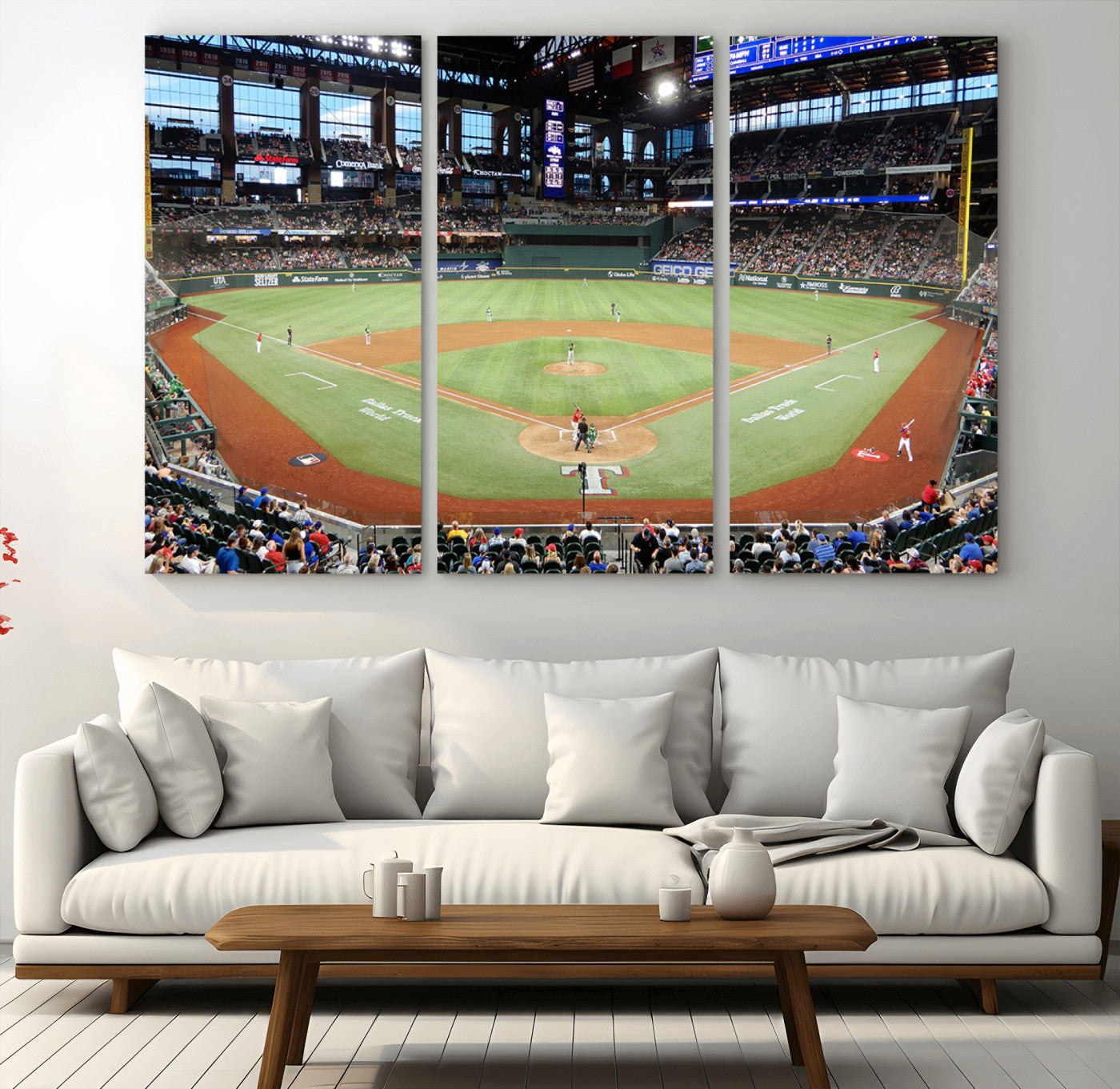 MGV-CV-48X32-3P - Texas Rangers Baseball Team Print - Arlington Globe Life Field Stadium Canvas Print Wall Art
