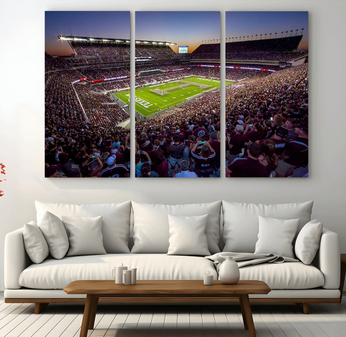MGV-CV-48X32-3P - Texas A&M University Aggies Football Team Print - College Station Kyle Field Stadium Wall Art Canvas
