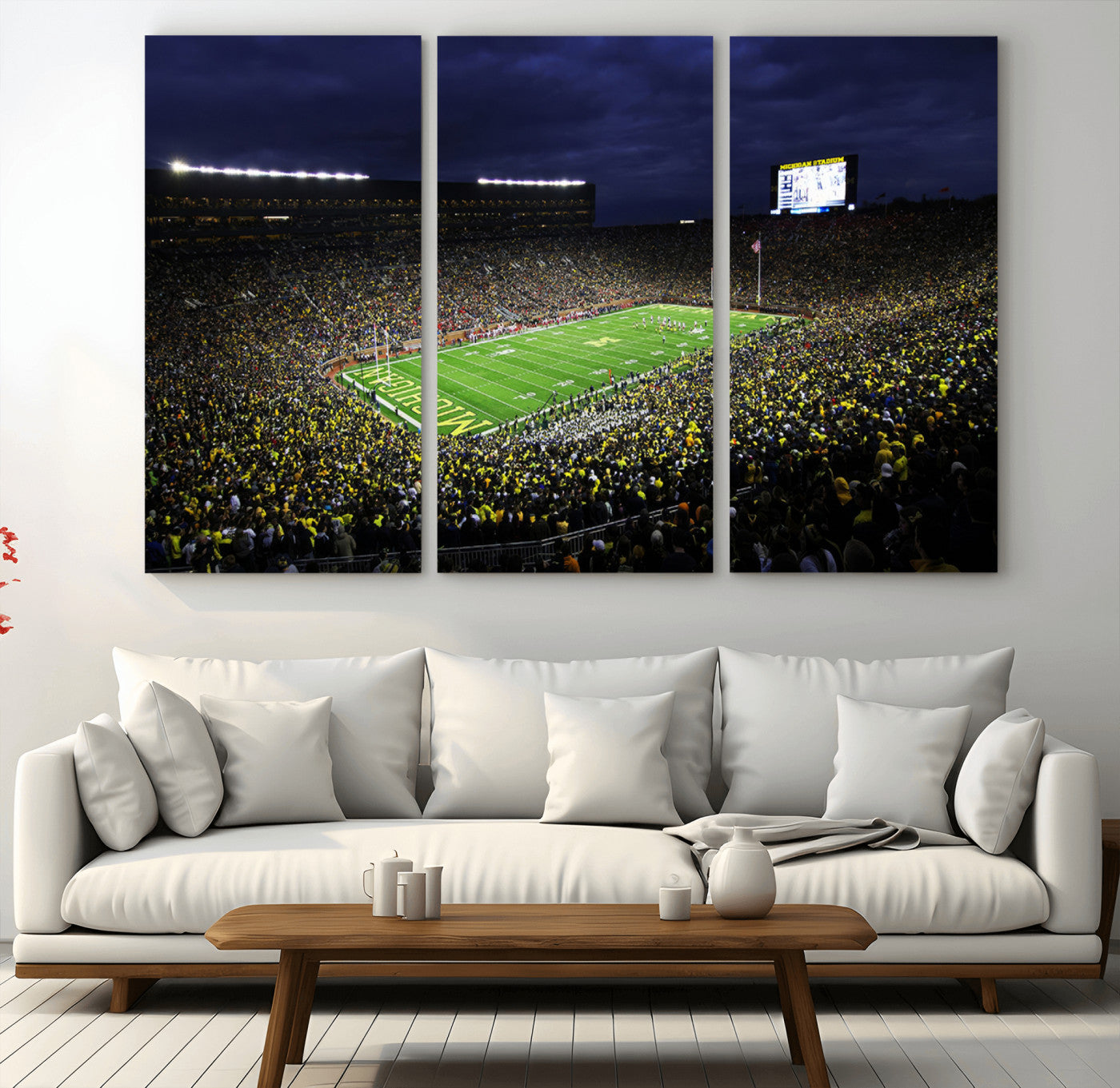MGV-CV-48X32-3P - Michigan Wolverines Football Canvas Wall Decor, Football Team Print - Ann Arbor Michigan Stadium