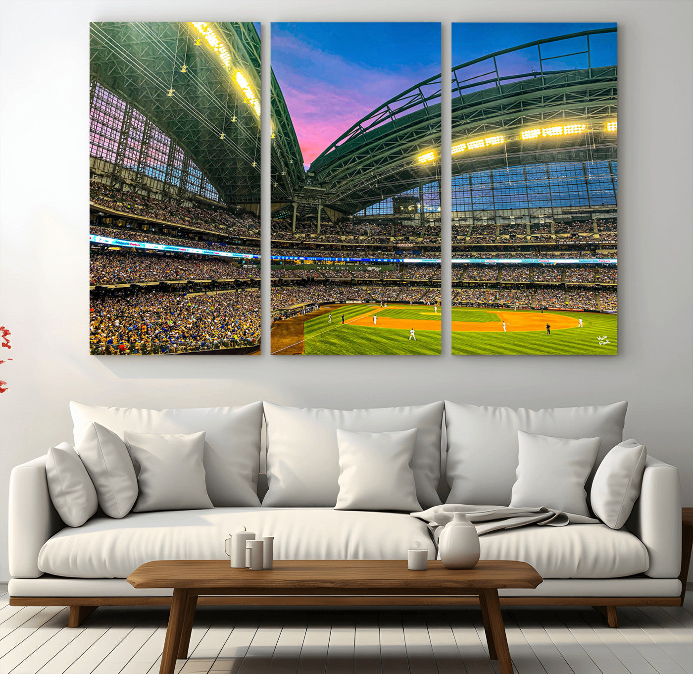 MGV-CV-48X32-3P - Milwaukee Brewers Baseball Team Print Canvas- American Family Field Stadium Wall Art Canvas Print