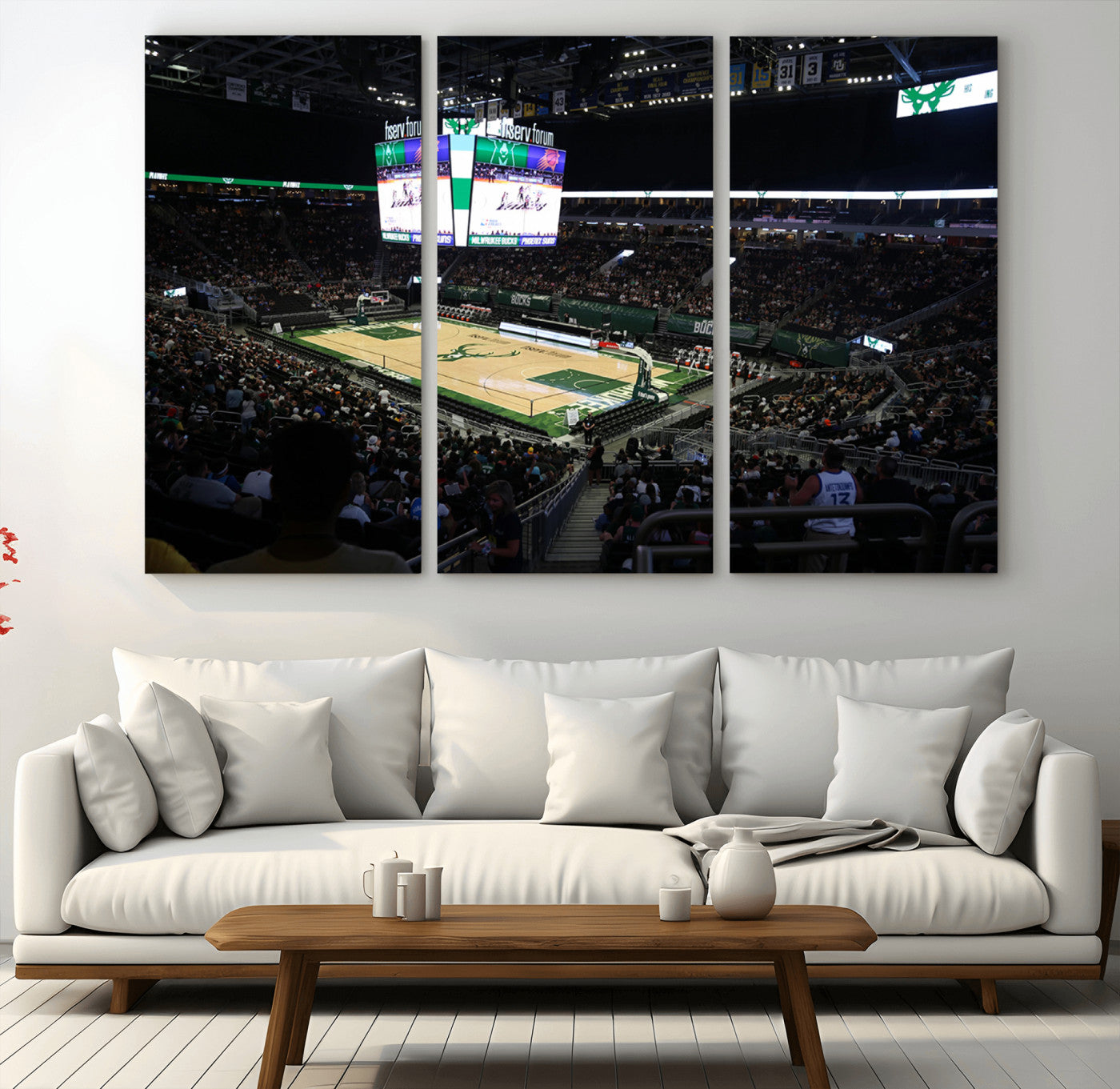 MGV-CV-48X32-3P - Milwaukee Bucks Basketball Print - Fiserv Forum Stadium Wall Art Canvas Print