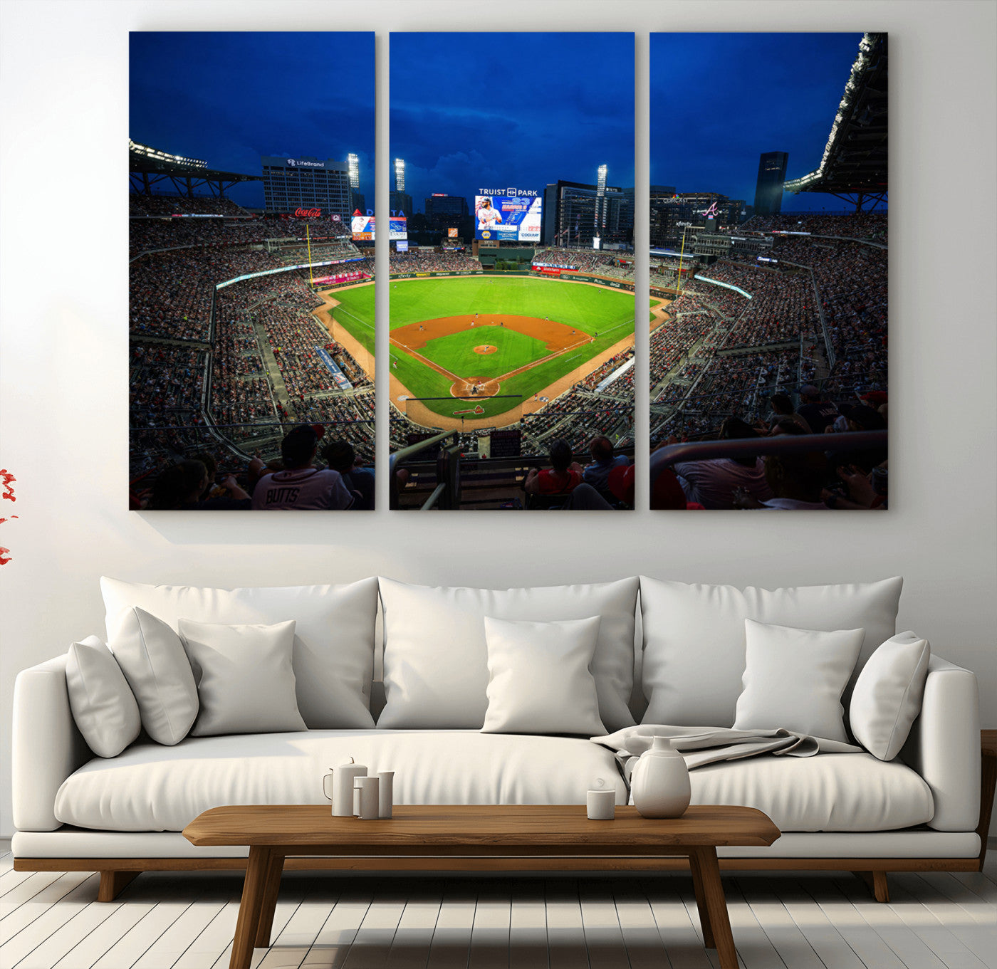 MGV-CV-48X32-3P - Truist Park Night Game Canvas Art - Atlanta Braves Stadium Wall Art Canvas