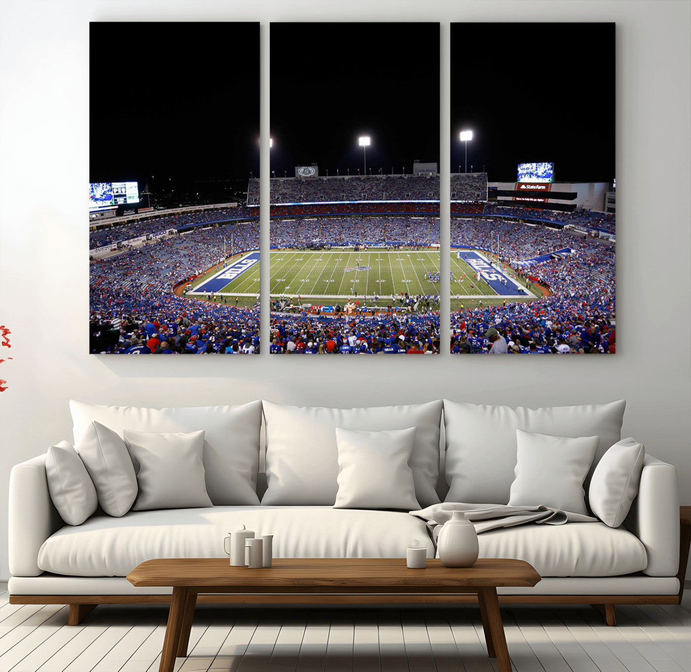 MGV-CV-48X32-3P - Buffalo Bills Wall Art - Buffalo Bills Stadium Canvas Print, Perfect Sports Decor for Living Rooms,