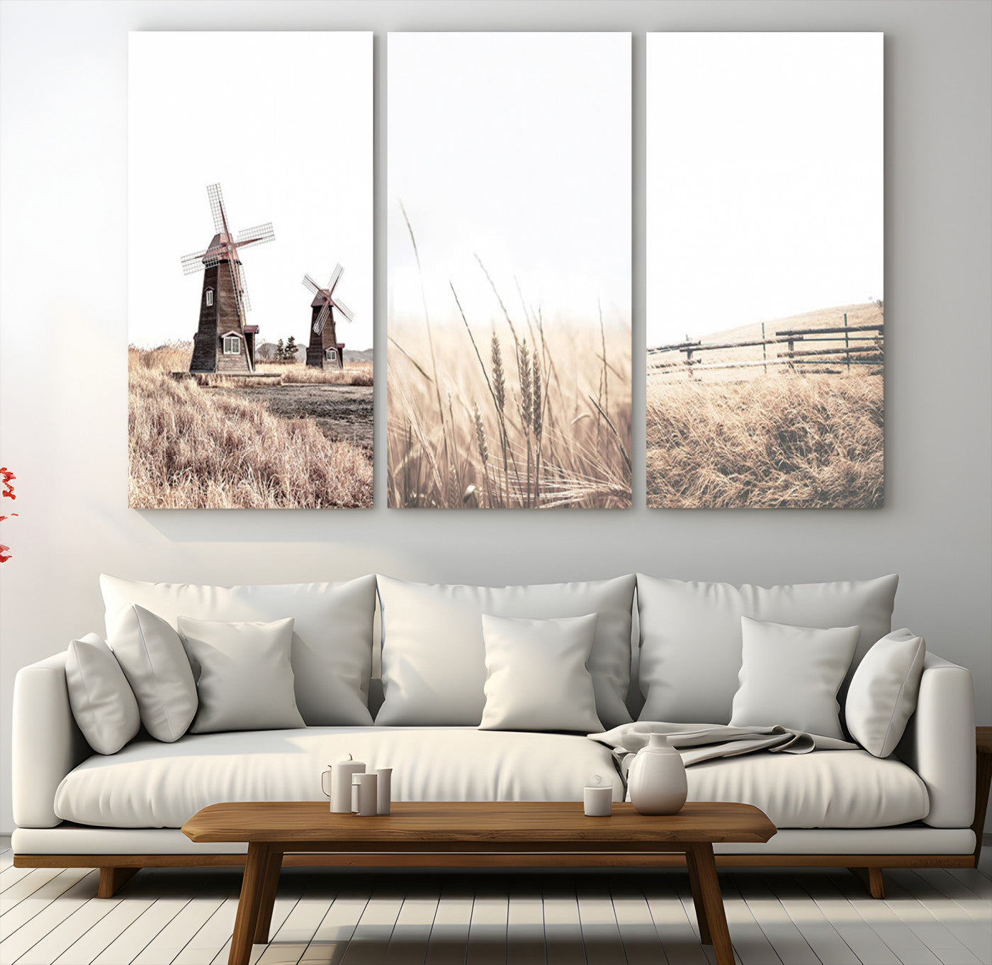 56649-MGV-CV-48X32-3P-Farm Prints Set, Farmhouse Wall Art Canvas, Country House Decor, Country House Decor, Barn Print, Wheat Print