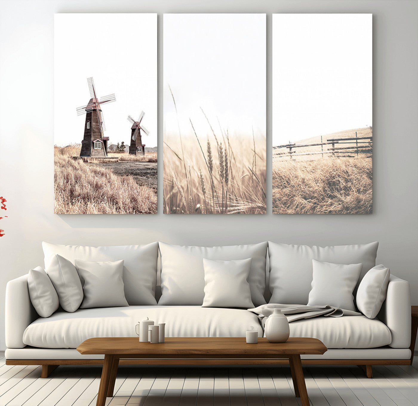MGV-CV-48X32-3P - Farm Prints Set, Set of 3 Farmhouse Wall Art, Country House Decor, Barn Print, Wheat Print,