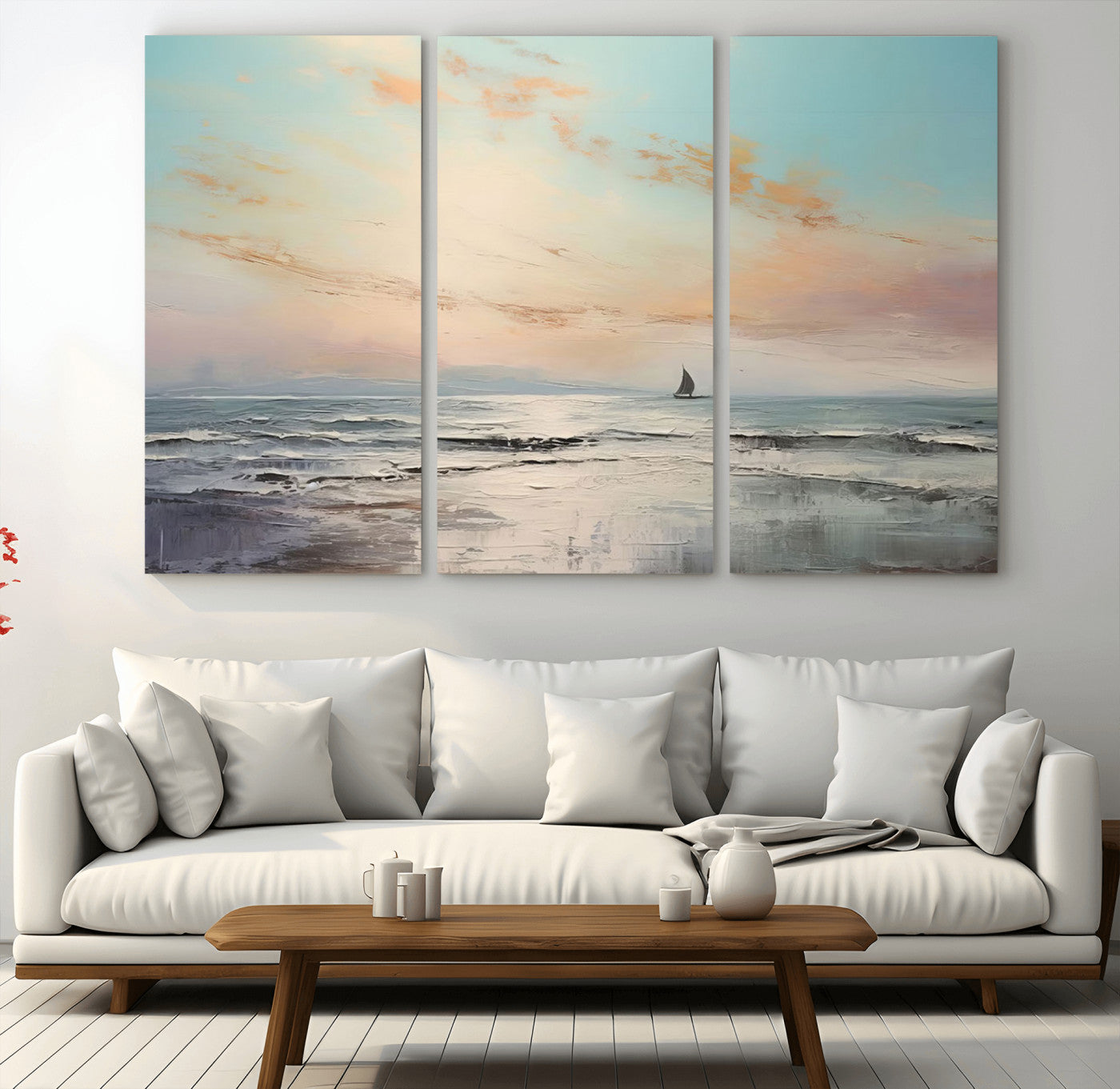 MGV-CV-48X32-3P - Abstract Ocean Wall Art -  Boat Wall Art Canvas Print