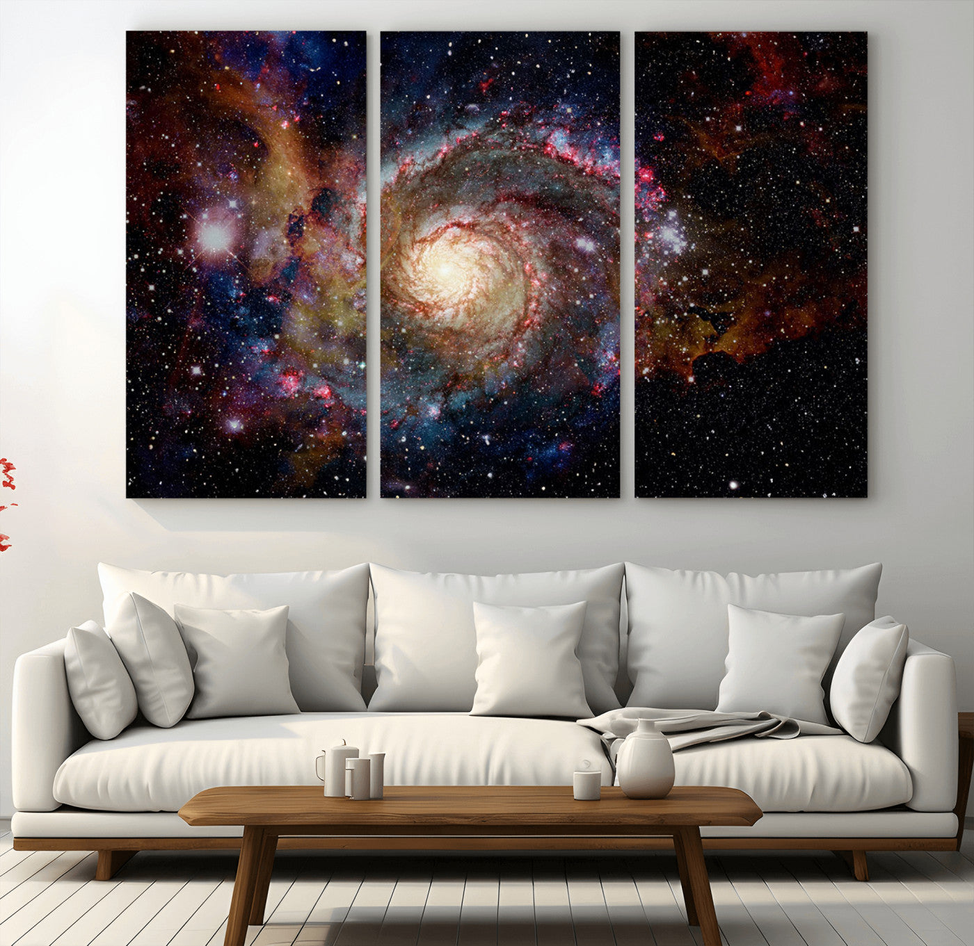 91650-MGV-CV-36X24-Nebula and Galaxies in Space Wall Art Canvas Print, Spiral Galaxy Wall Art Canvas Print