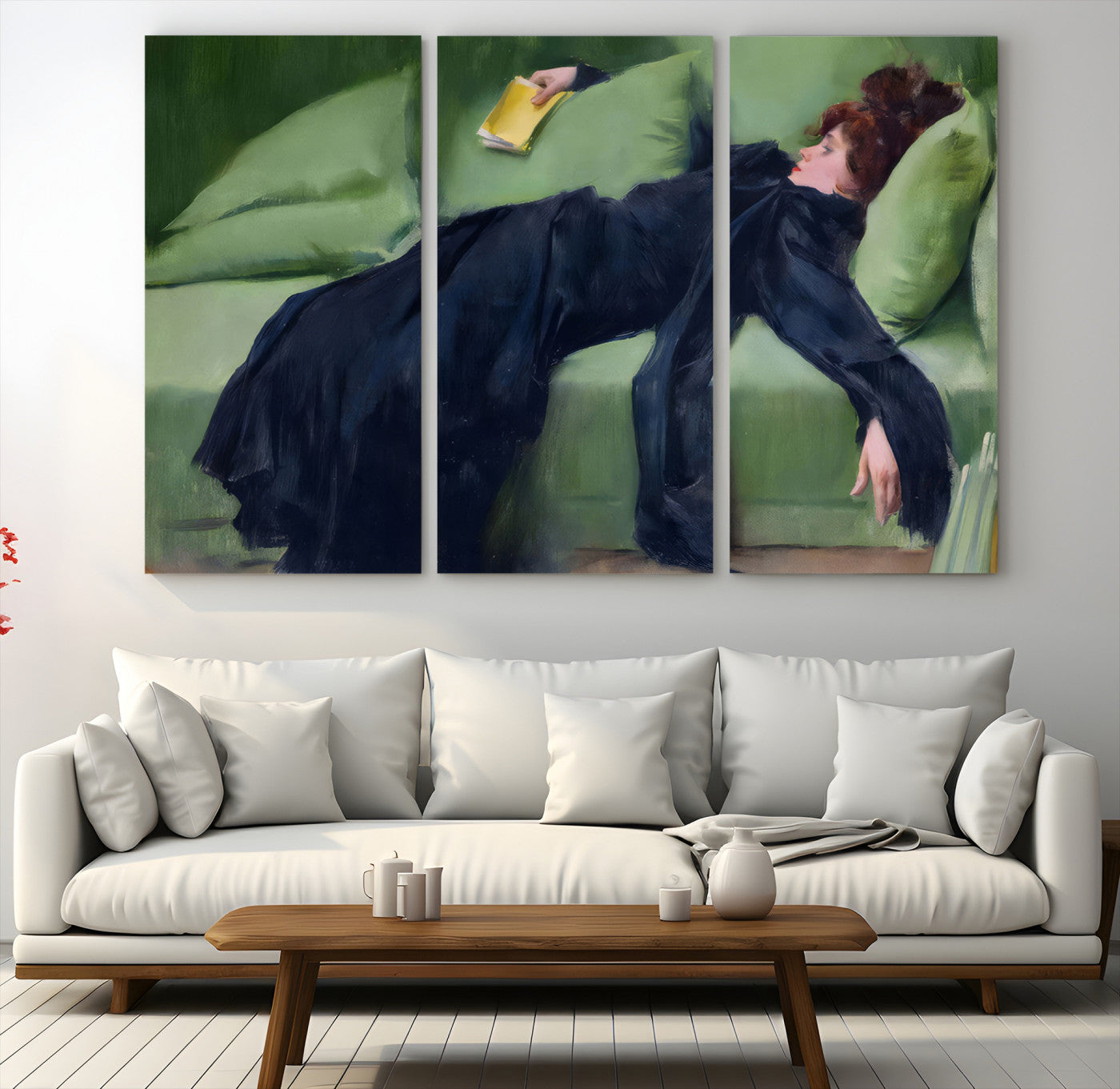 17725-MGV-CV-60X40-3P-Decadent Girl by Ramon Casas Wall Art Canvas Print, Framed Decadent Girl Canvas Print