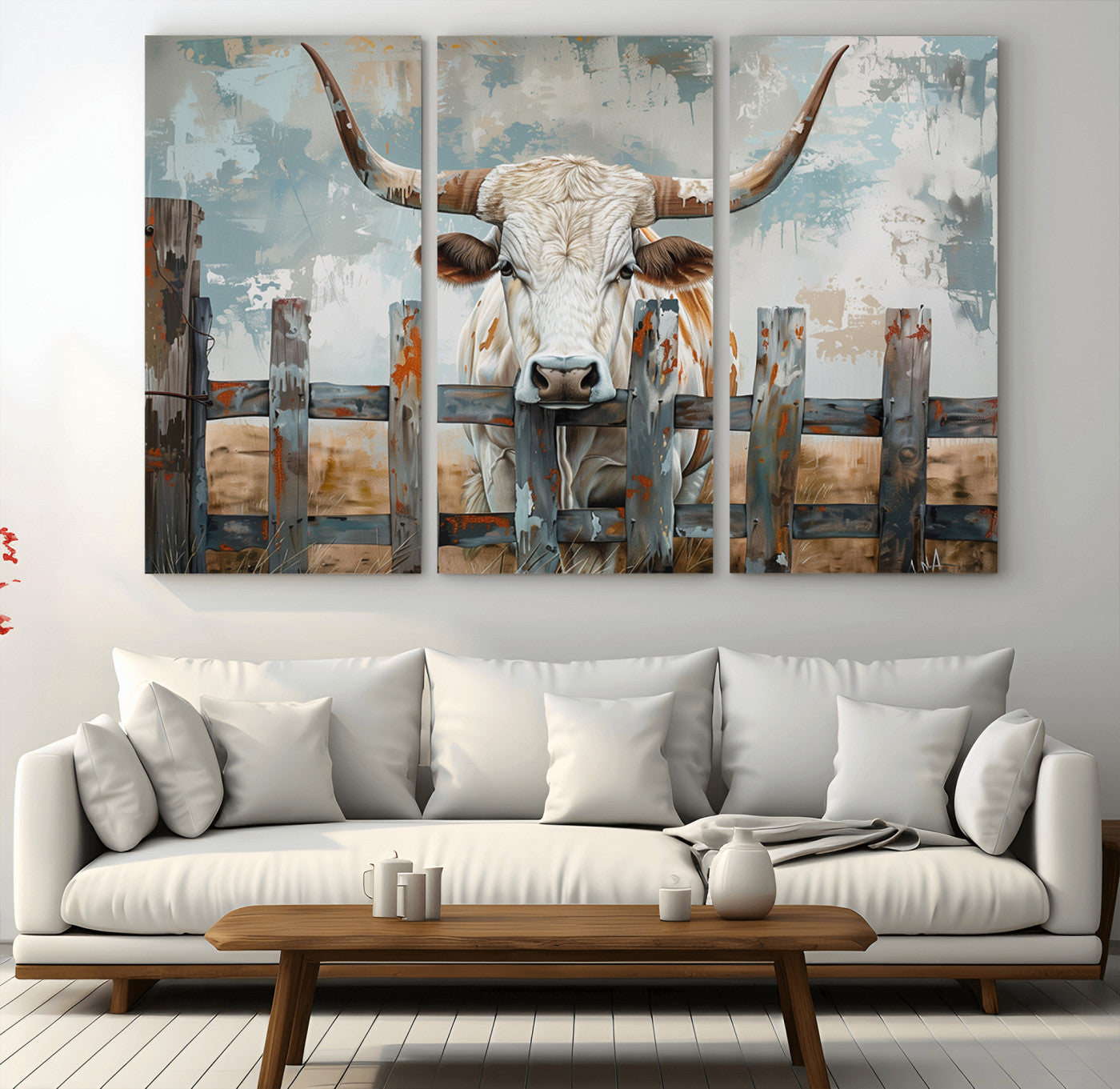 85218-MGV-CV-36X24-Vintage Cow Wall Art Canvas Print for Farmhouse Wall Decor Theme, Cattle Wall Art Print
