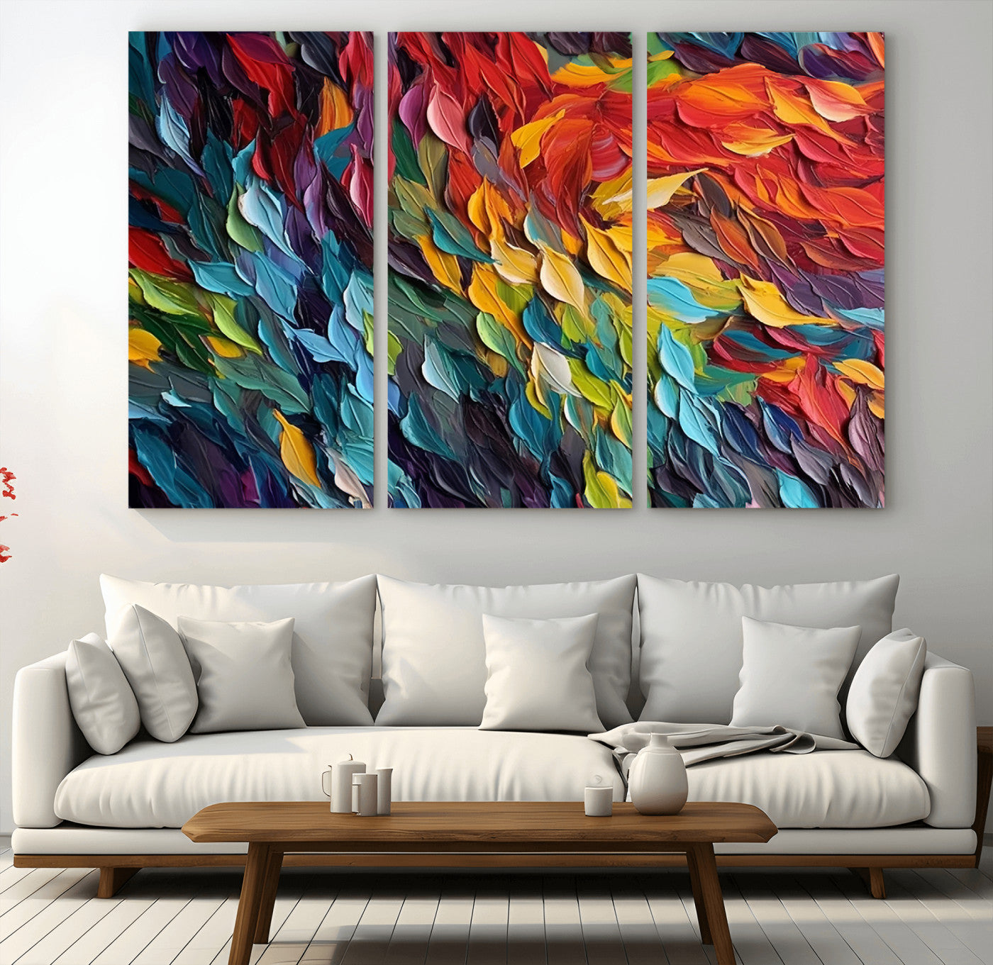 -Vibrant Abstract Leaf Wall Art Canvas Print | Bold Colorful Canvas for Living Room or Office | Ready