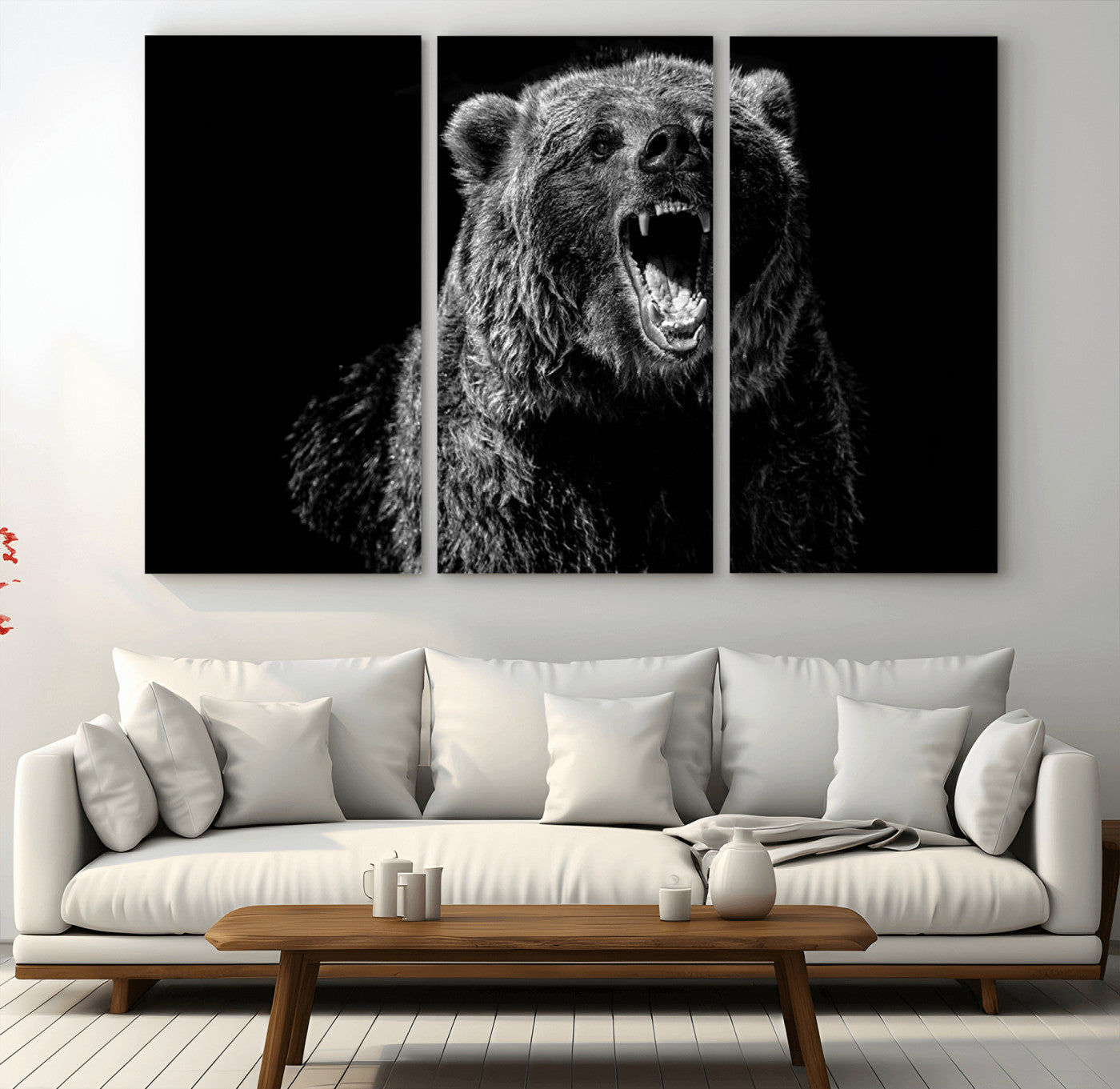 57891-MGV-CV-36X24-Bear Canvas Print | Wildlife Wall Art for Cabin Decor | Ready to Hang Framed