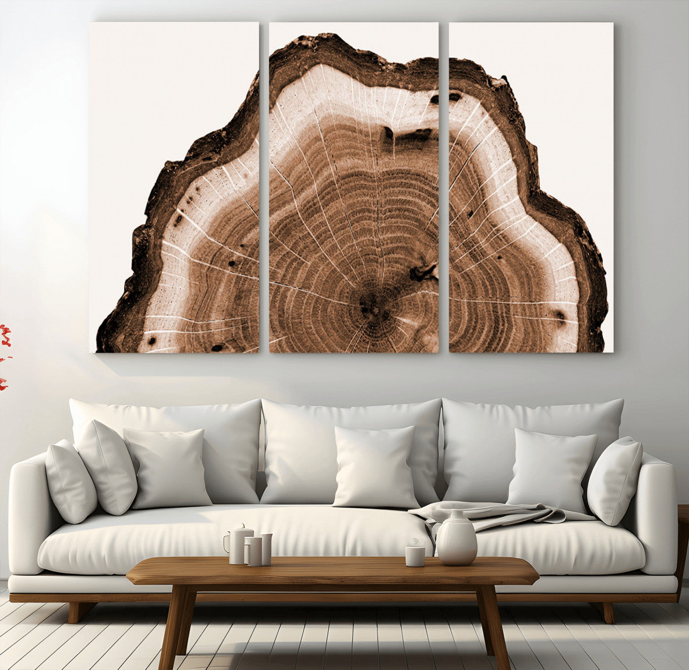 45195-MGV-CV-36X24-Rustic Wood Rings Wall Art | Nature-Inspired Tree Ring Canvas Print | Ready to Hang and Framed for