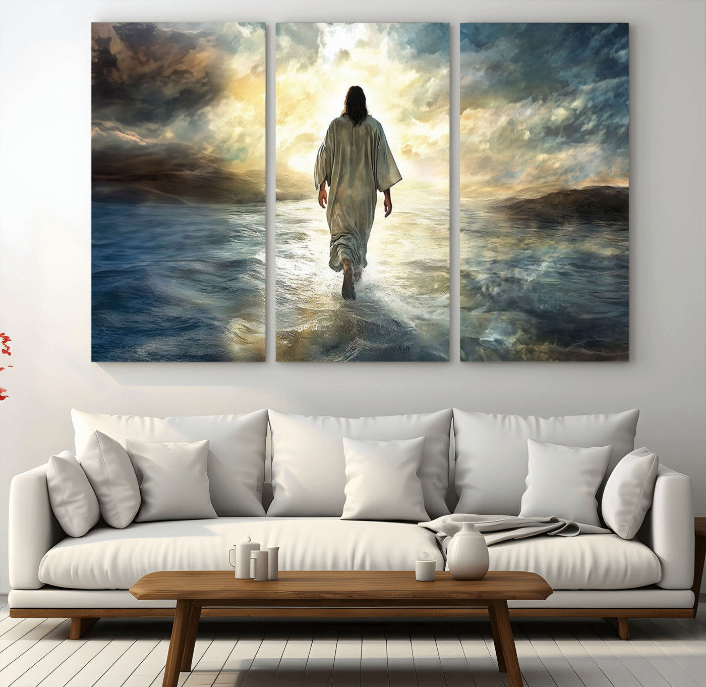 82295-MGV-CV-36X24-Jesus Walking on Water Wall Art | Canvas Print | Ready to Hang | Christian Home Decor | Spiritual