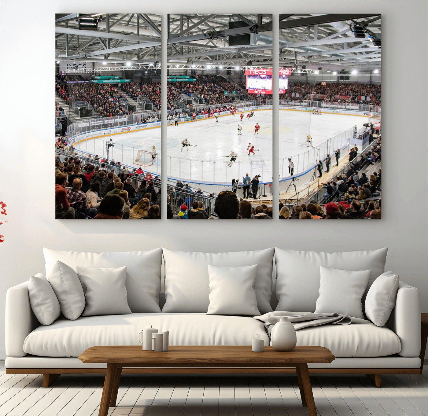 79352-MGV-CV-36X24-Lausanne Arena Ice Hockey Stadium Wall Art Canvas Print, Framed Lausanne Arena Ice Hockey Canvas