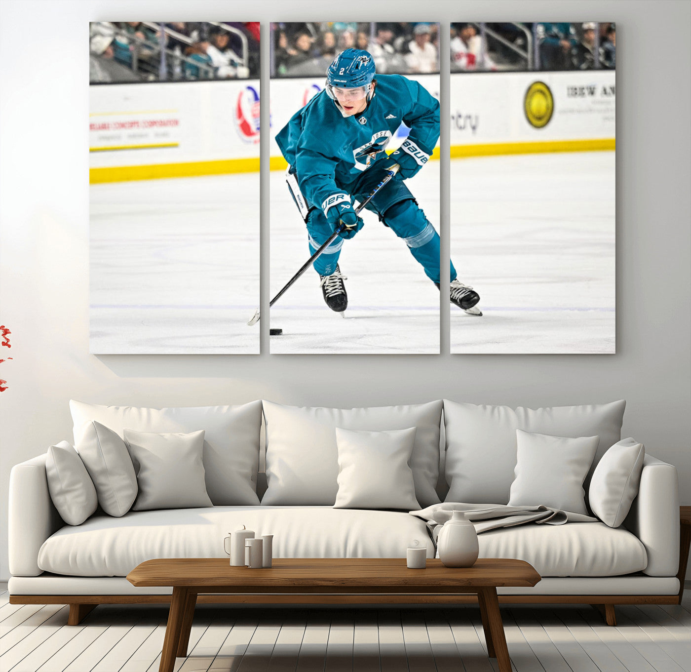 69179-MGV-CV-36X24-San Jose Sharks Ice Hockey Player Wall Art Canvas Print