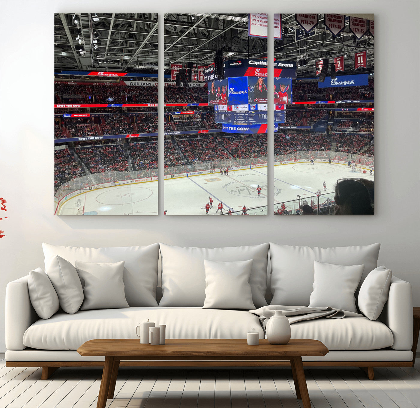 71287-MGV-CV-36X24-Washington Capitols New York Rangers Ice Hockey Game Stadium Wall Art Canvas Print