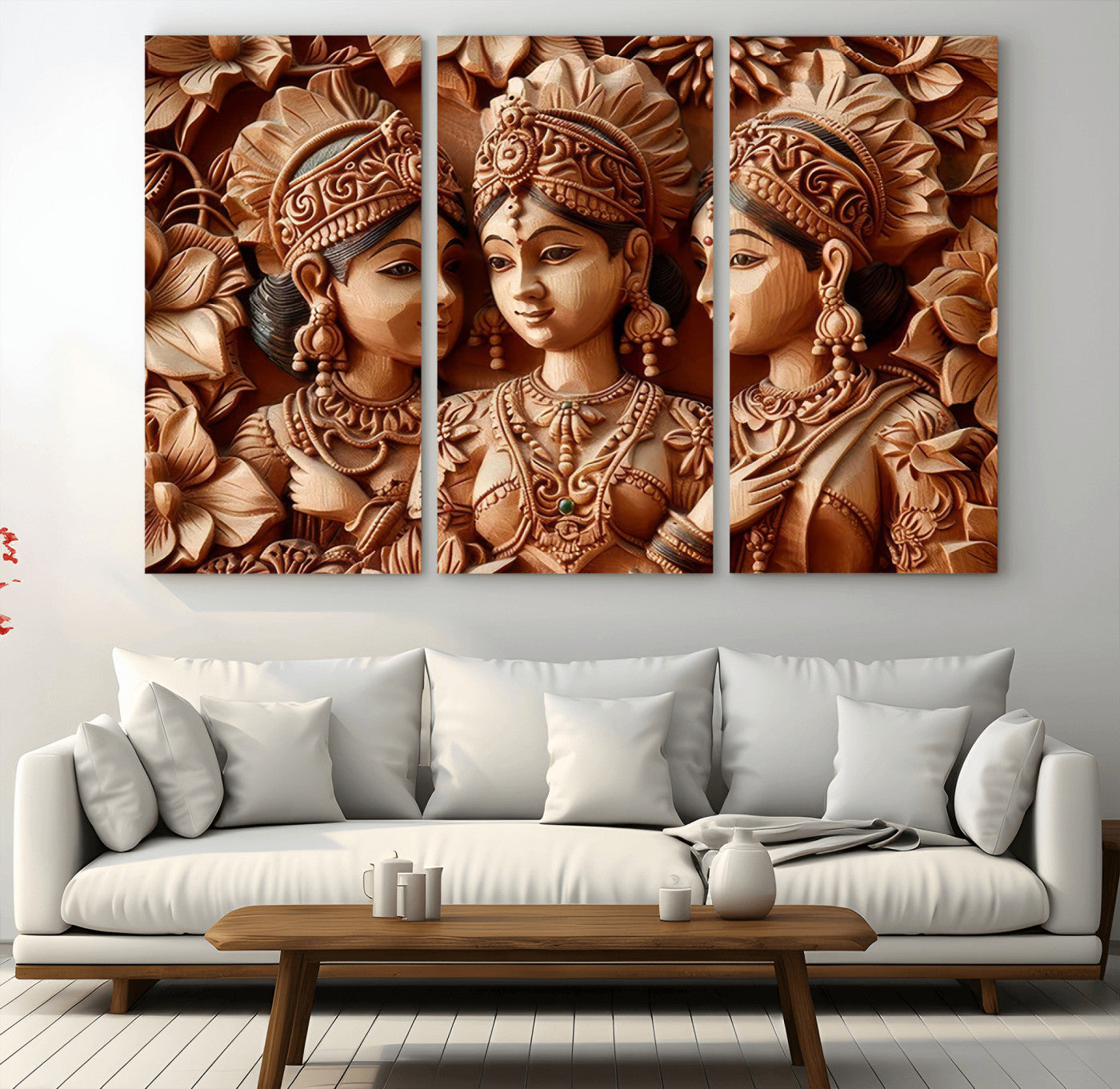 MGV-CV-48X32-3P - Indian Woman Statue Wall Art Canvas Print