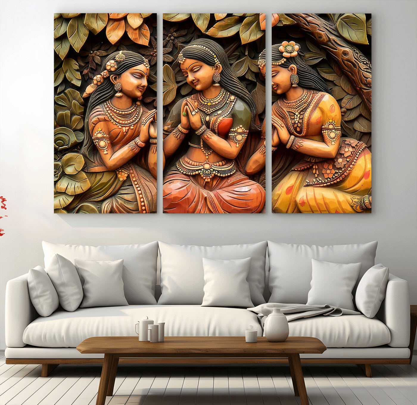 12926-MGV-CV-36X24-Indian Woman Statue Wall Art Canvas Print