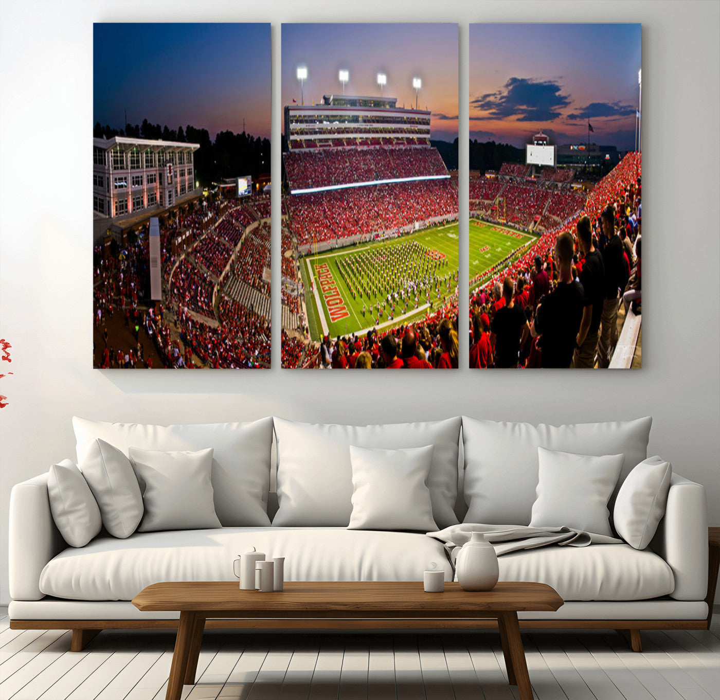 MGV-CV-48X32-3P - NC State Wolfpack Football Team Print - Raleigh Carter-Finley Stadium Wall Art Canvas Print