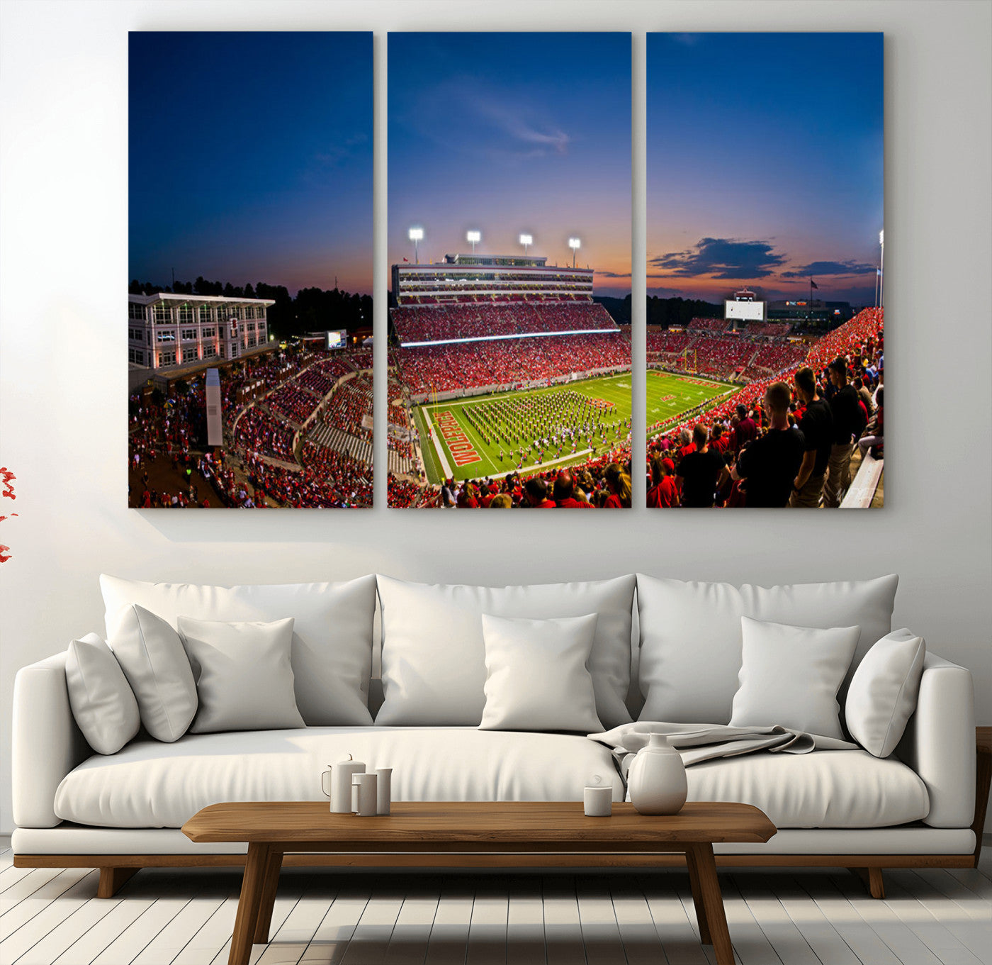 MGV-CV-48X32-3P - NC State Wolfpack Football Team Print - Raleigh Carter-Finley Stadium Wall Art Canvas Print