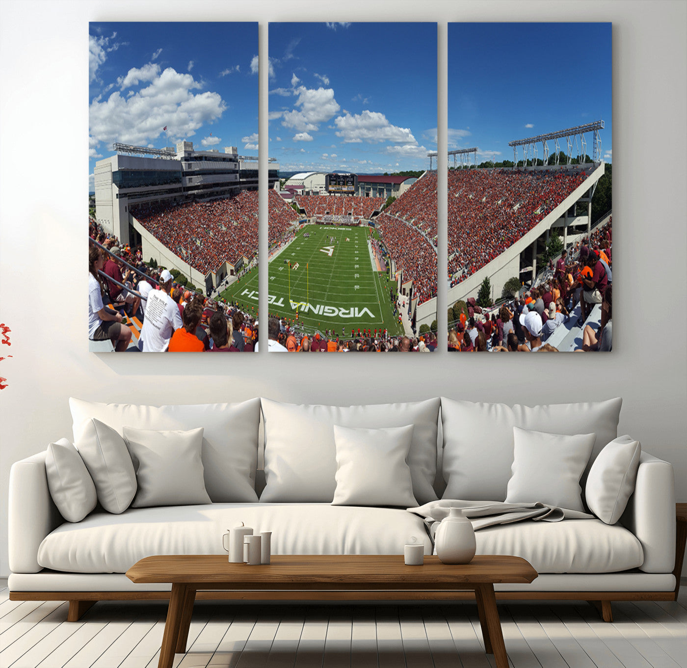 MGV-CV-48X32-3P - Virginia Tech Hokies Football Team Print - Blacksburg Lane Stadium Wall Art Canvas Print