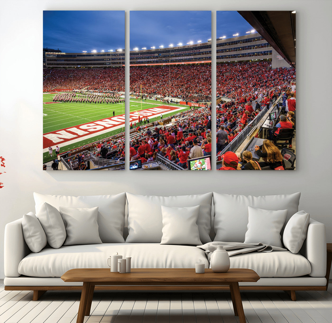 MGV-CV-48X32-3P - Wisconsin Badgers Football Team Print - Madison Camp Randall Stadium Wall Art, Wisconsin Badgers