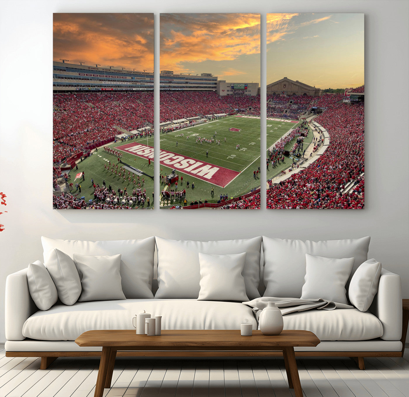 MGV-CV-48X32-3P - Camp Randall Stadium Wisconsin Badgers Large Wall Art Canvas Print | College Football Stadium Wall