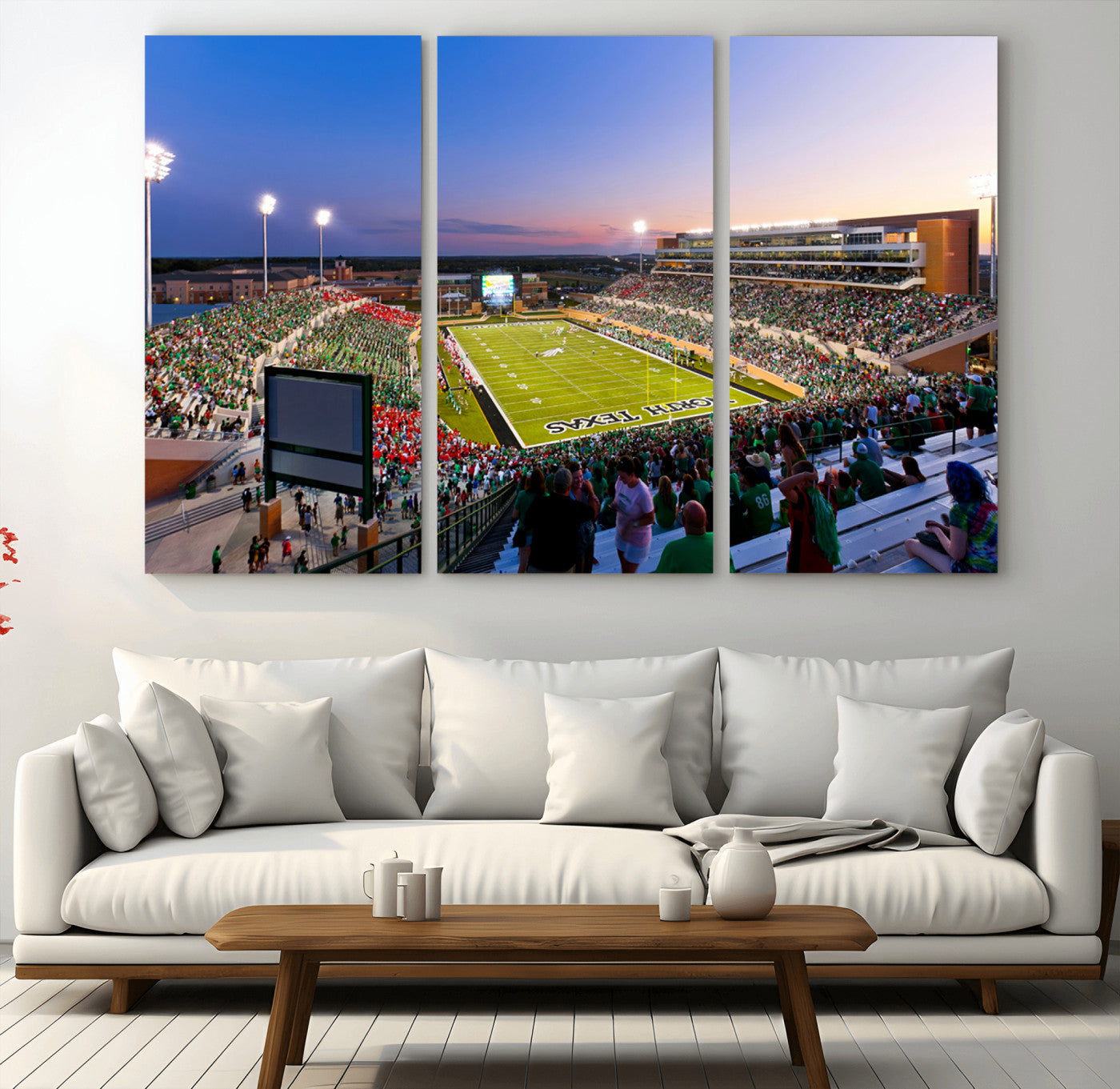 MGV-CV-48X32-3P - University of North Texas Mean Green Football Team Print - Denton DATCU Stadium Canvas Print Wall