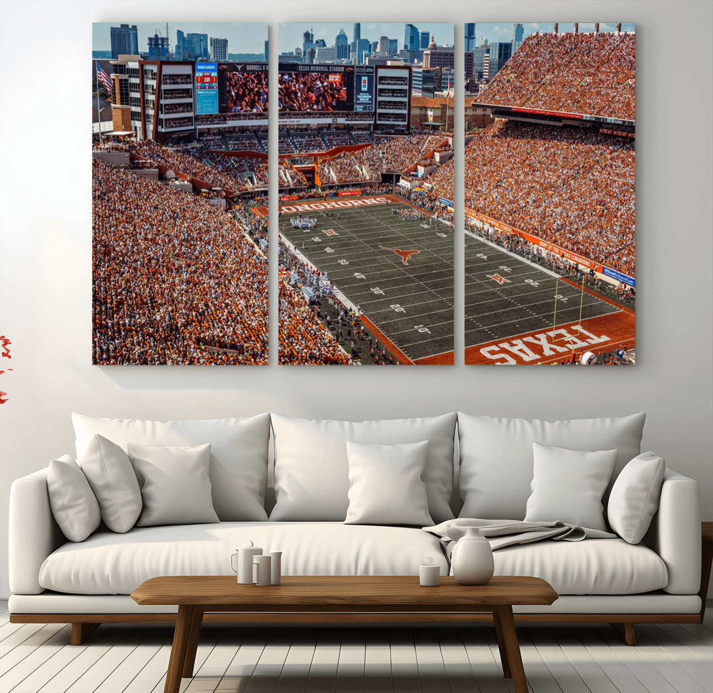 MGV-CV-48X32-3P - University of Texas Longhorns Football Team Print - Austin Darrell K Royal-Texas Memorial Stadium