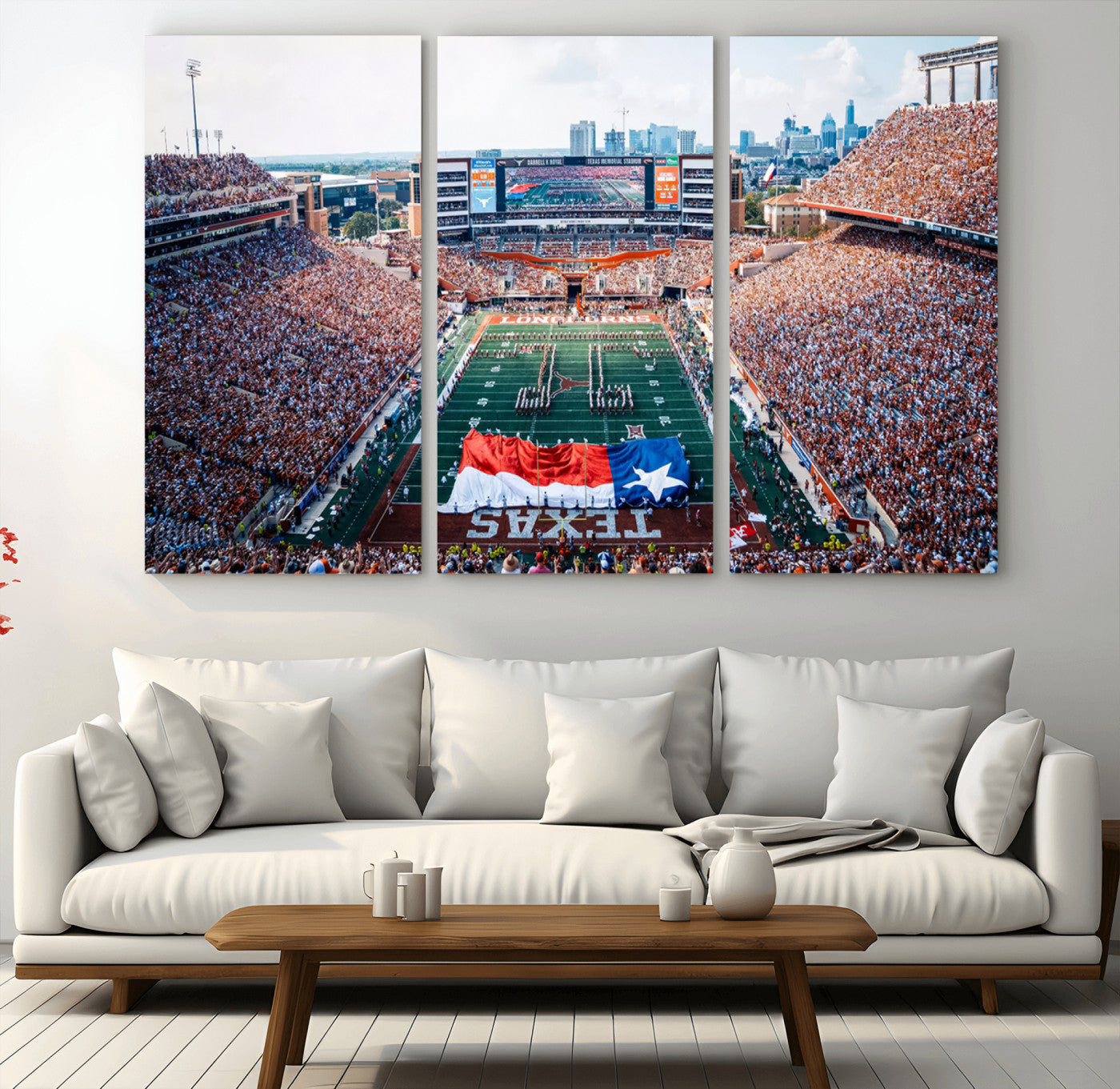 MGV-CV-48X32-3P - University of Texas Longhorns Football Team Canvas Print - Austin Darrell K Royal-Texas Memorial