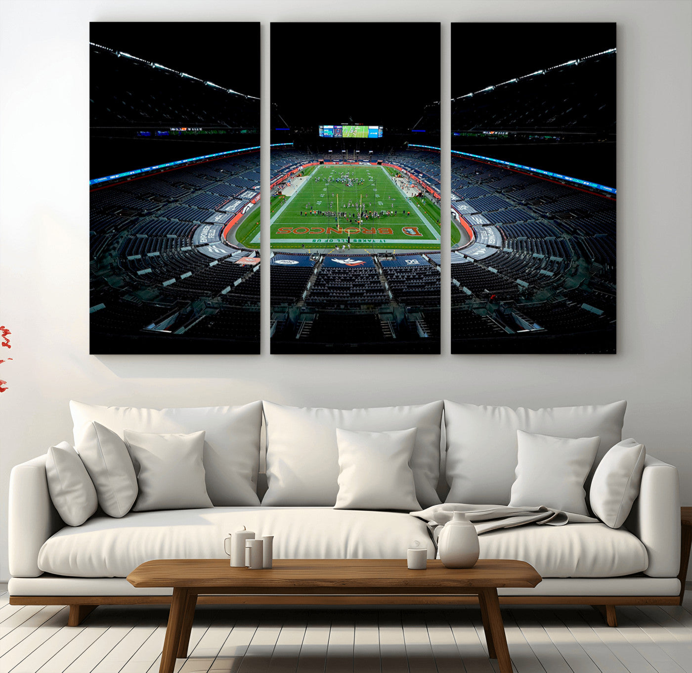 MGV-CV-48X32-3P - Denver Broncos Football Team Print Canvas- Denver Empower Field at Mile High Stadium Wall Art Canvas