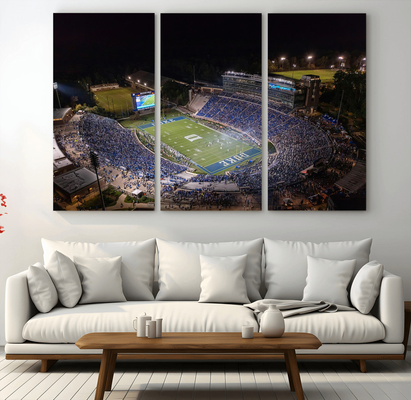 MGV-CV-48X32-3P - Duke University Blue Devils Football Print Canvas - Durham Wallace Wade Stadium Wall Art Canvas