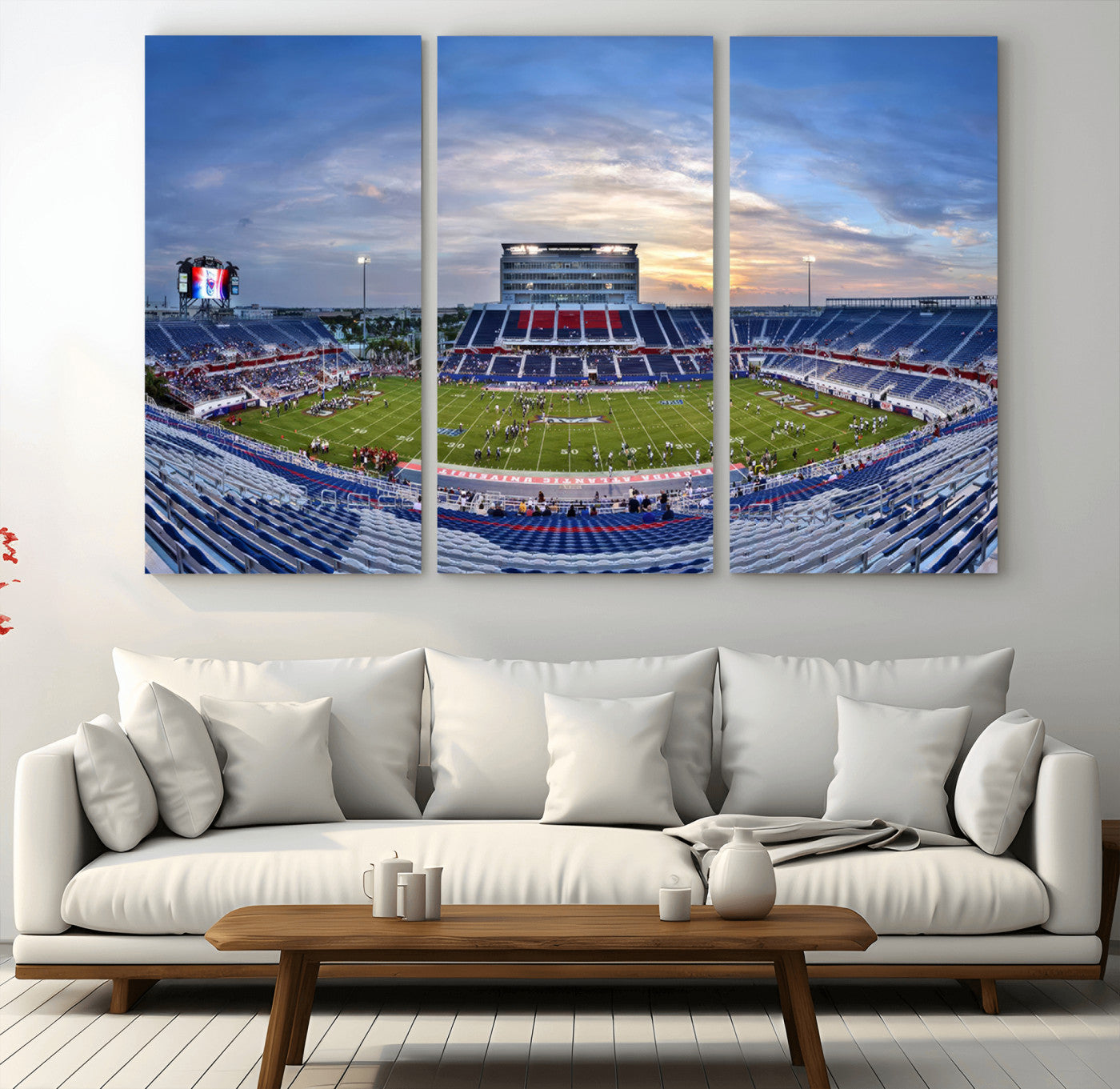 MGV-CV-48X32-3P - Florida Atlantic University Owls Football Team Print - Boca Raton FAU Stadium Wall Art Canvas Print