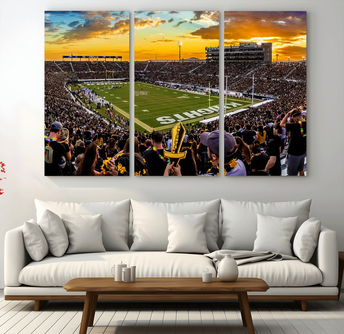 MGV-CV-48X32-3P - UCF Knights Football Team Print - Orlando FBC Mortgage Stadium, UCF Knights Wall Art Canvas Print
