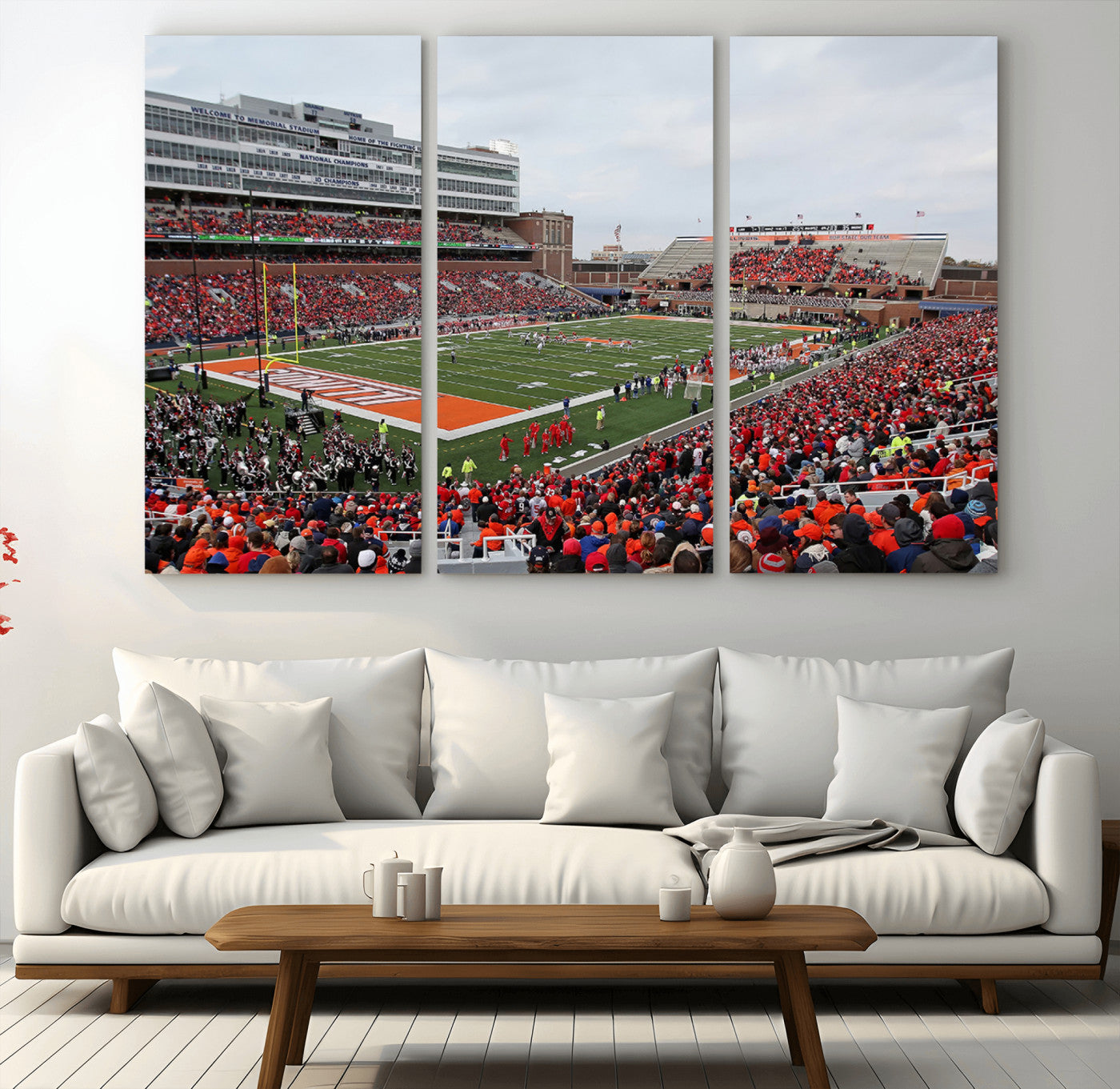 MGV-CV-48X32-3P - University of Illinois Fighting Illini Football Team Print - Champaign Illinois Memorial Stadium