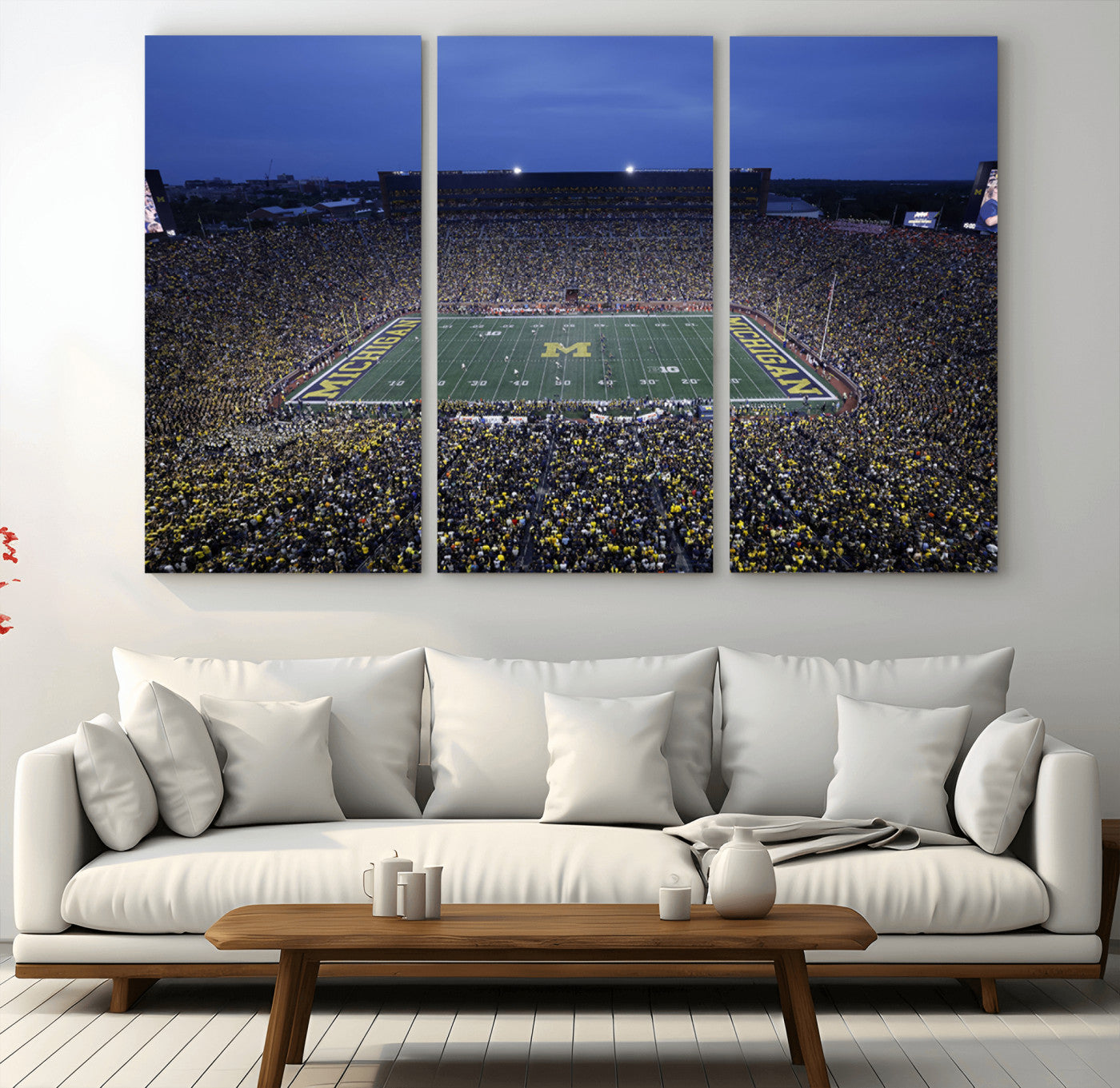 MGV-CV-48X32-3P - University of Michigan Wolverines Football Team Print - Ann Arbor Michigan Stadium Wall Art Canvas